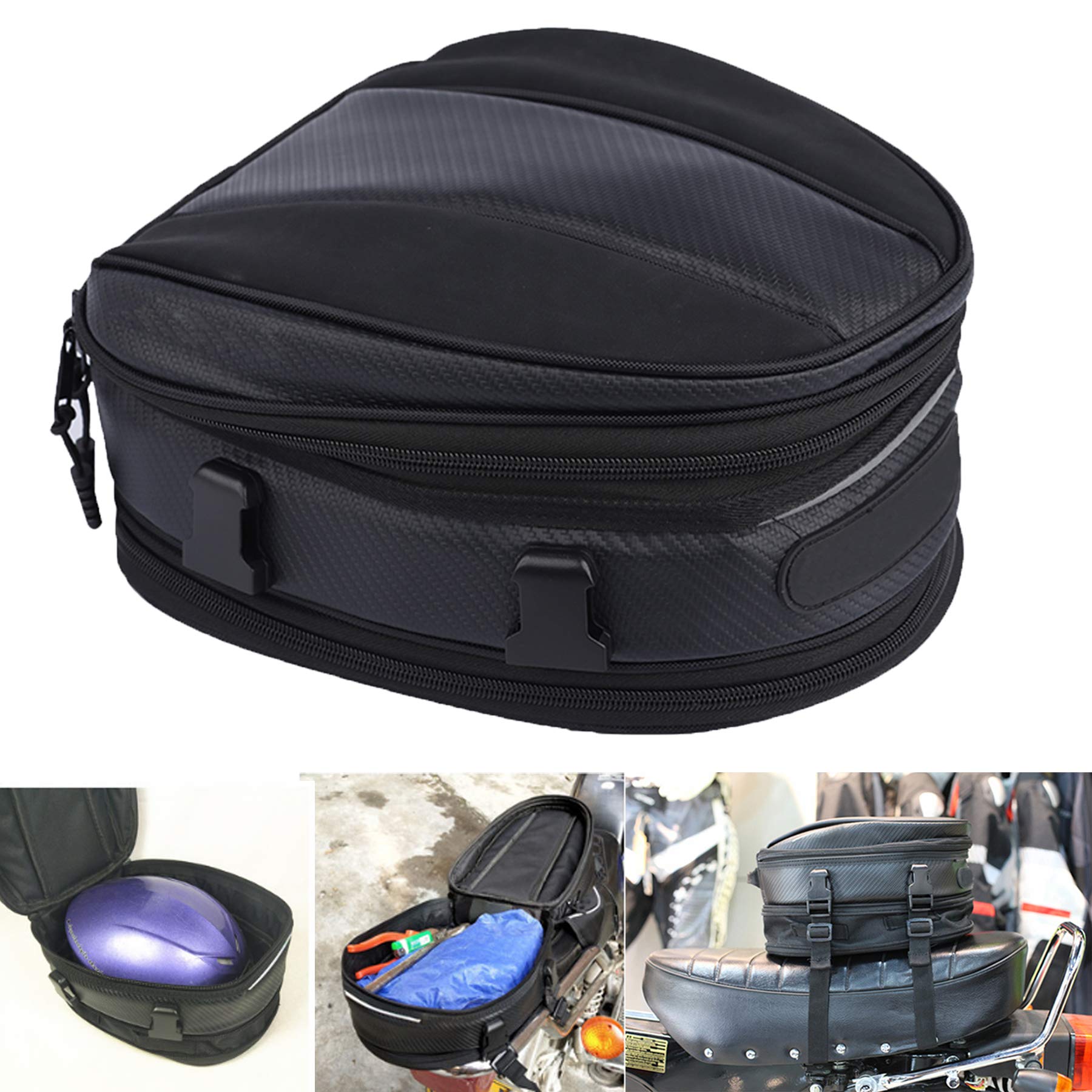 E-Riding Motorcycle Tail Bag, Motorbike Saddlebags, Waterproof Rear Seat Bike Backpack, Multifunctional Luggage Suitcase, Pu Lea