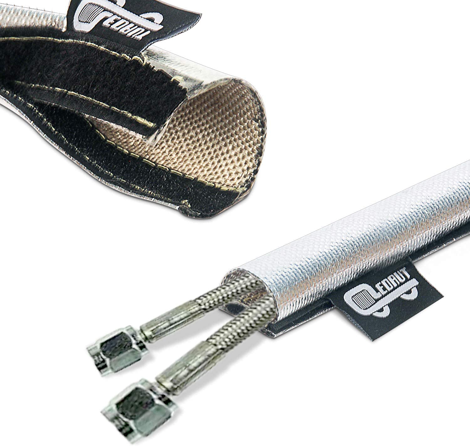 2 Pcs Heat Shroud Sleeve Aluminized Sleeving With Hook&Loop Closure 3/4'' I.D.X 10Ft With 20Pcs Stainless Steel Cable Metal Ties