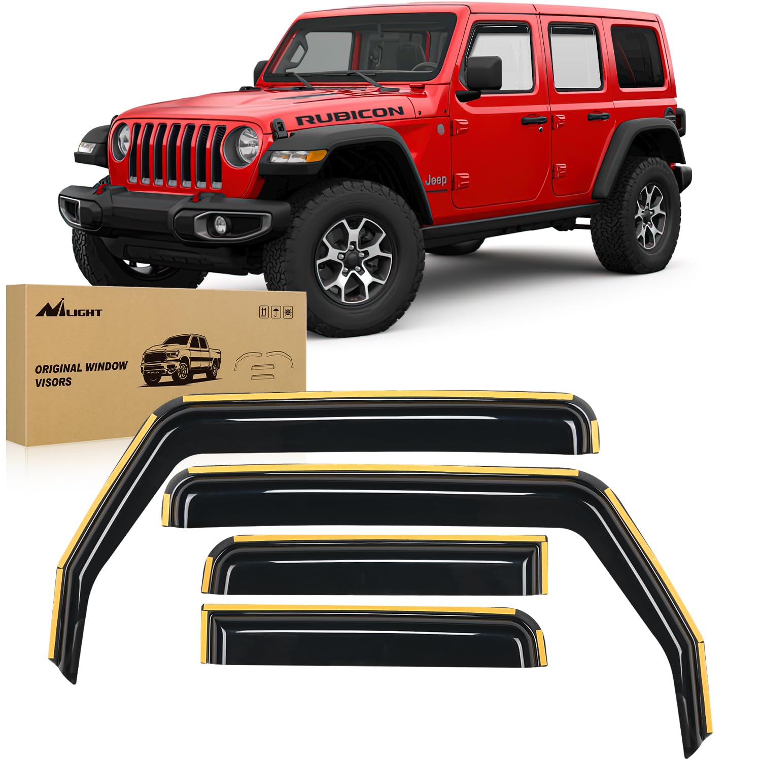 Nilight Window Visor Compatible With Jeep Wrangler Jl/Jeep Gladiator 2018 2019 2020 2021 2022 2023 2024 Vent Window Visors, Rain