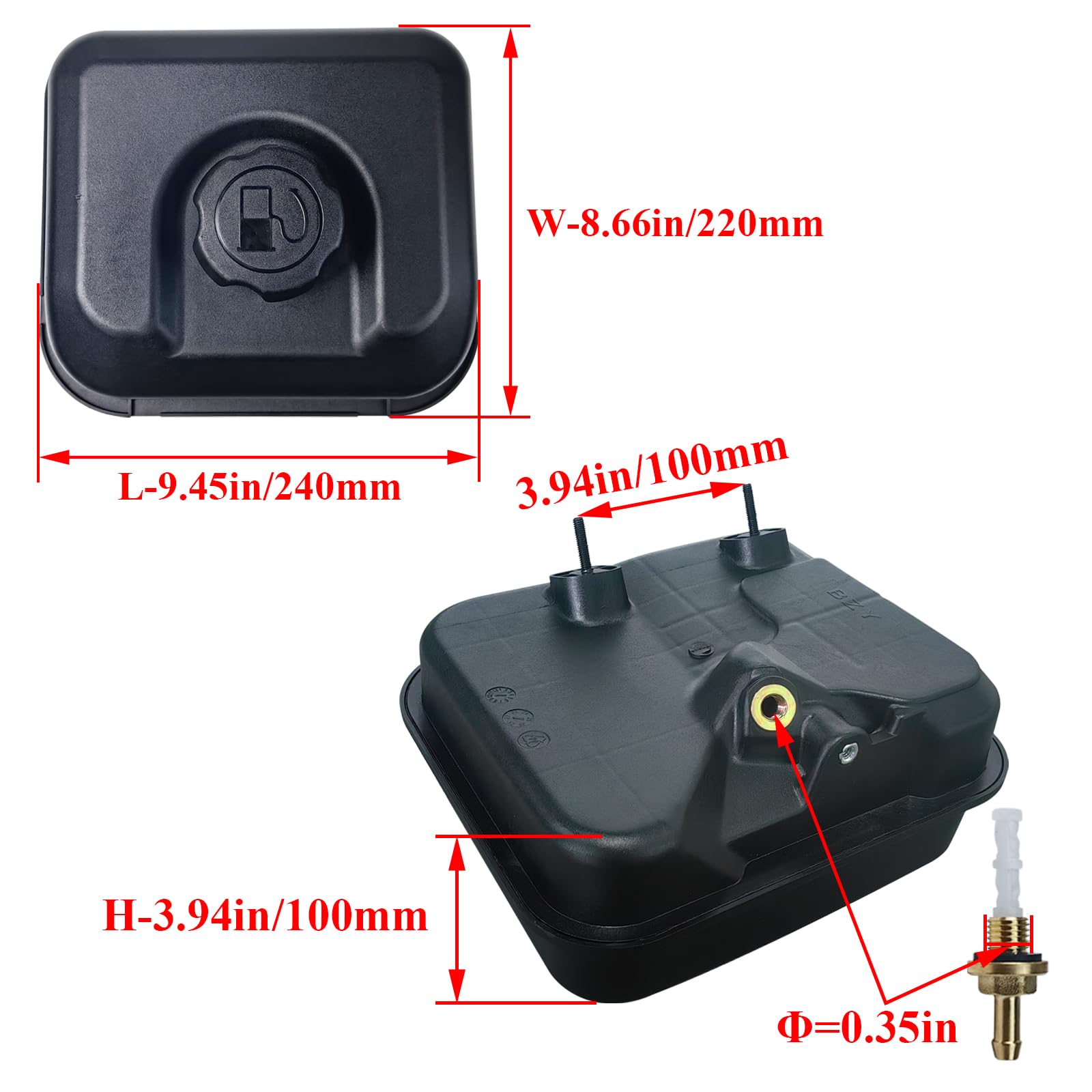 WOTIAN Gas Fuel Tank for GX160 GX200 5.5HP 6.5HP Harbor Freight Predator 212cc Engine Anti-vibration HDPE Never Rust Oil Tanks R