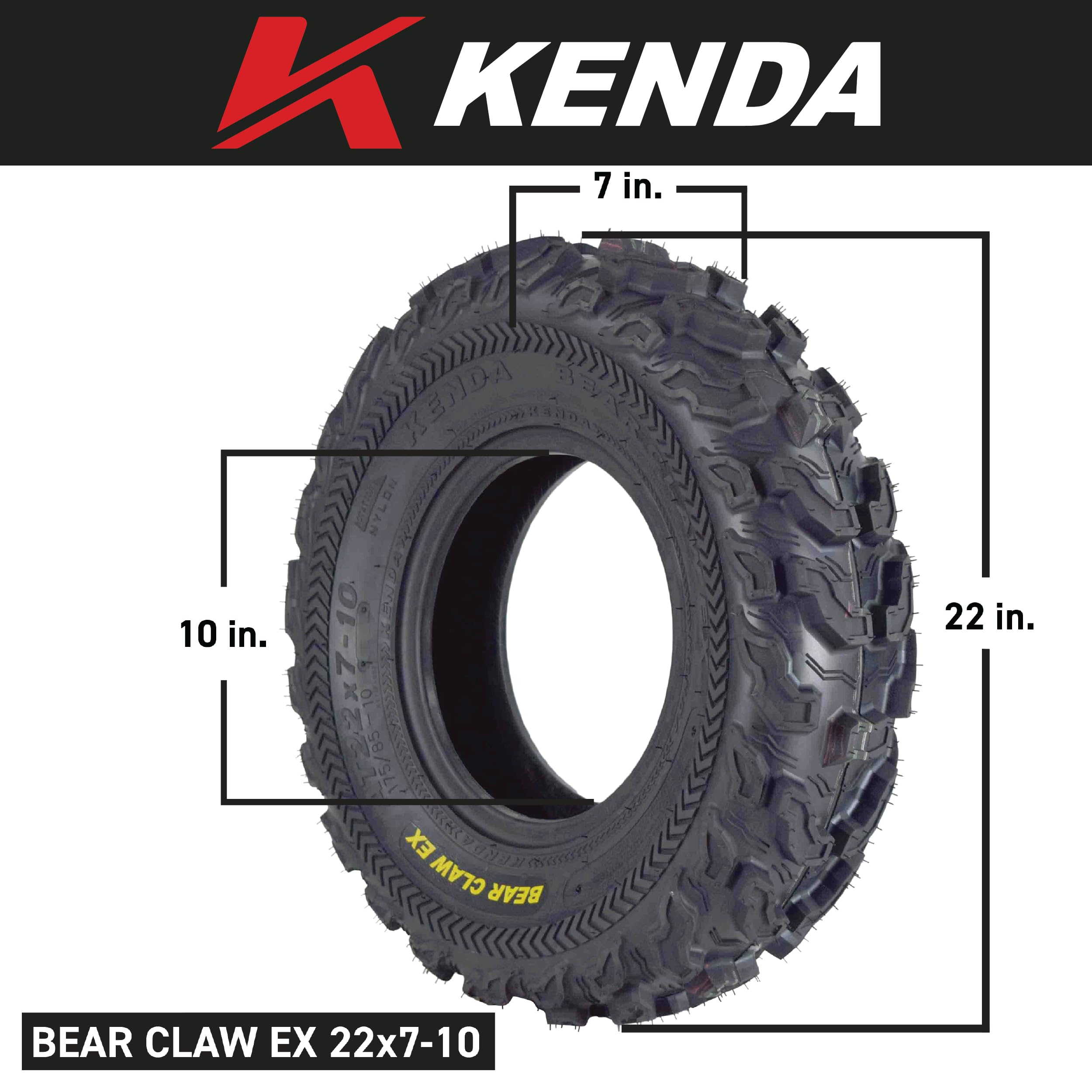 Kenda Bear Claw Ex 22X7-10 Atv 6 Ply Tire (2 Pack)