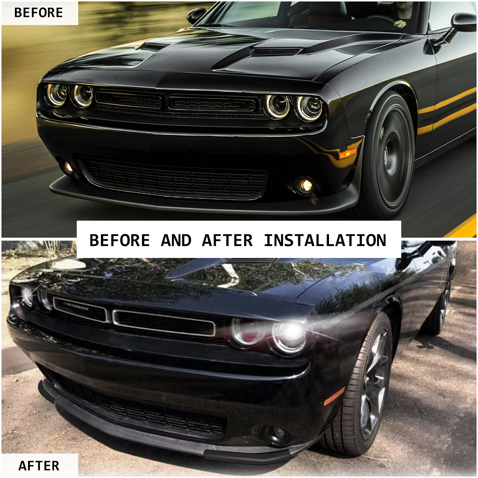 Voodonala Front Bumper Lip Splitter Protector Cover Replacement Part For 2015-2023 Dodge Challenger Scat Pack Gt Srt Plus,Not Fo