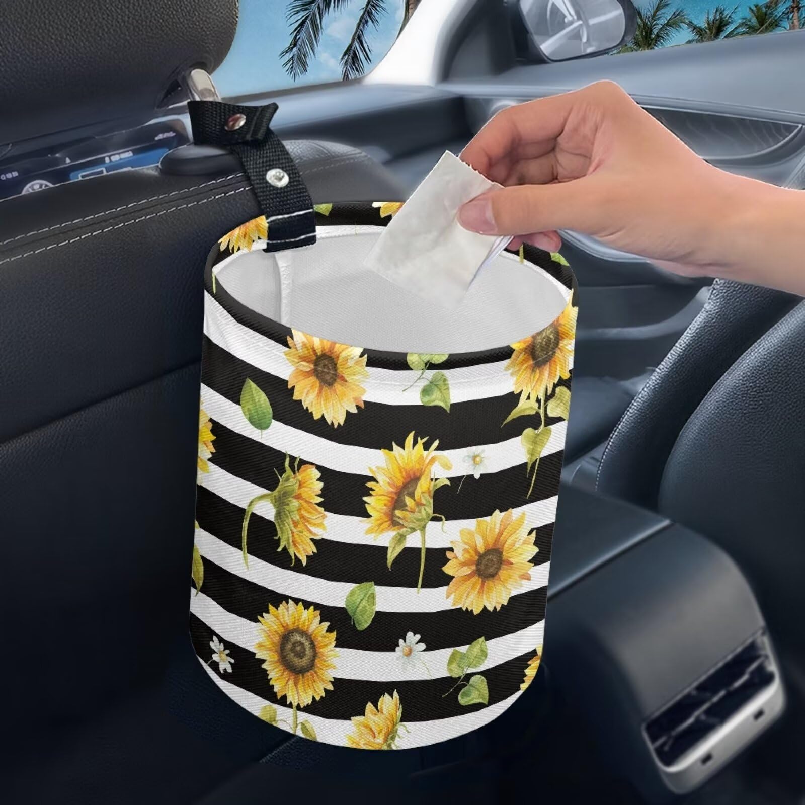 Brosoneto Hanging Portable Car Printed Sunflower Multipurpose Car Accessories Interior Universal Collapsible Back Seat, Front Co