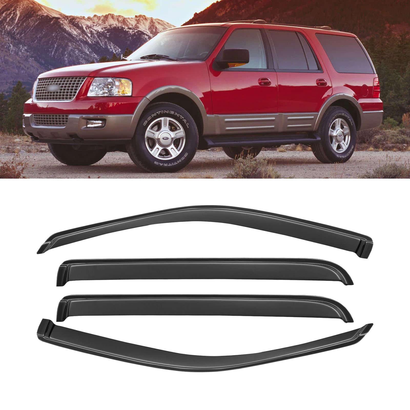 Window Rain Guards for 2002-2010 Ford Explorer/Mercury Mountaineer, Window Visor Guard Vent Wind Shade Deflector Rain Shield Pro
