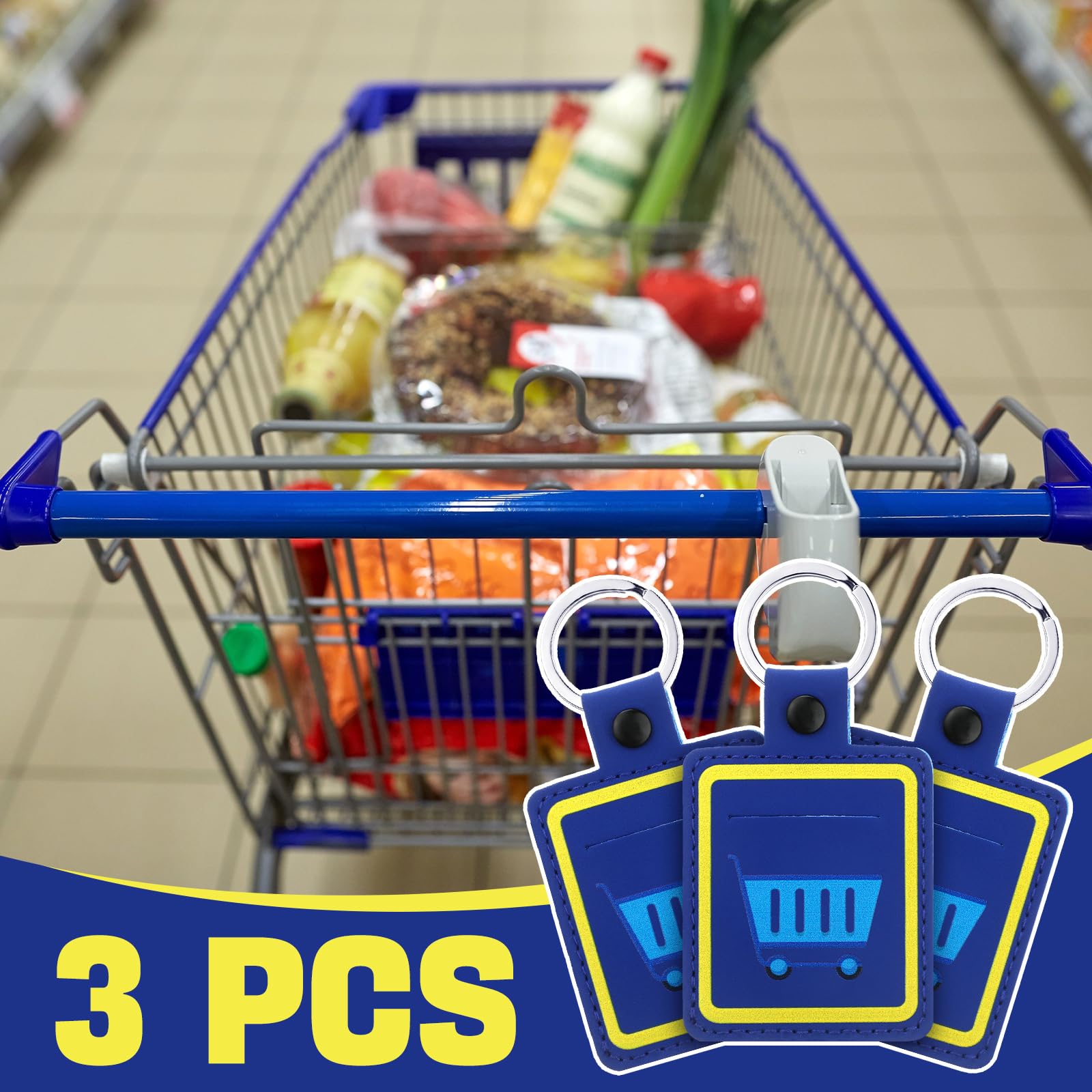 Quelay 3 Pcs Quarter Holder Keychain Shopping Cart Quarter Holder for Grocery Unisex Gift Supermarket Shopping Lovers(Classic)