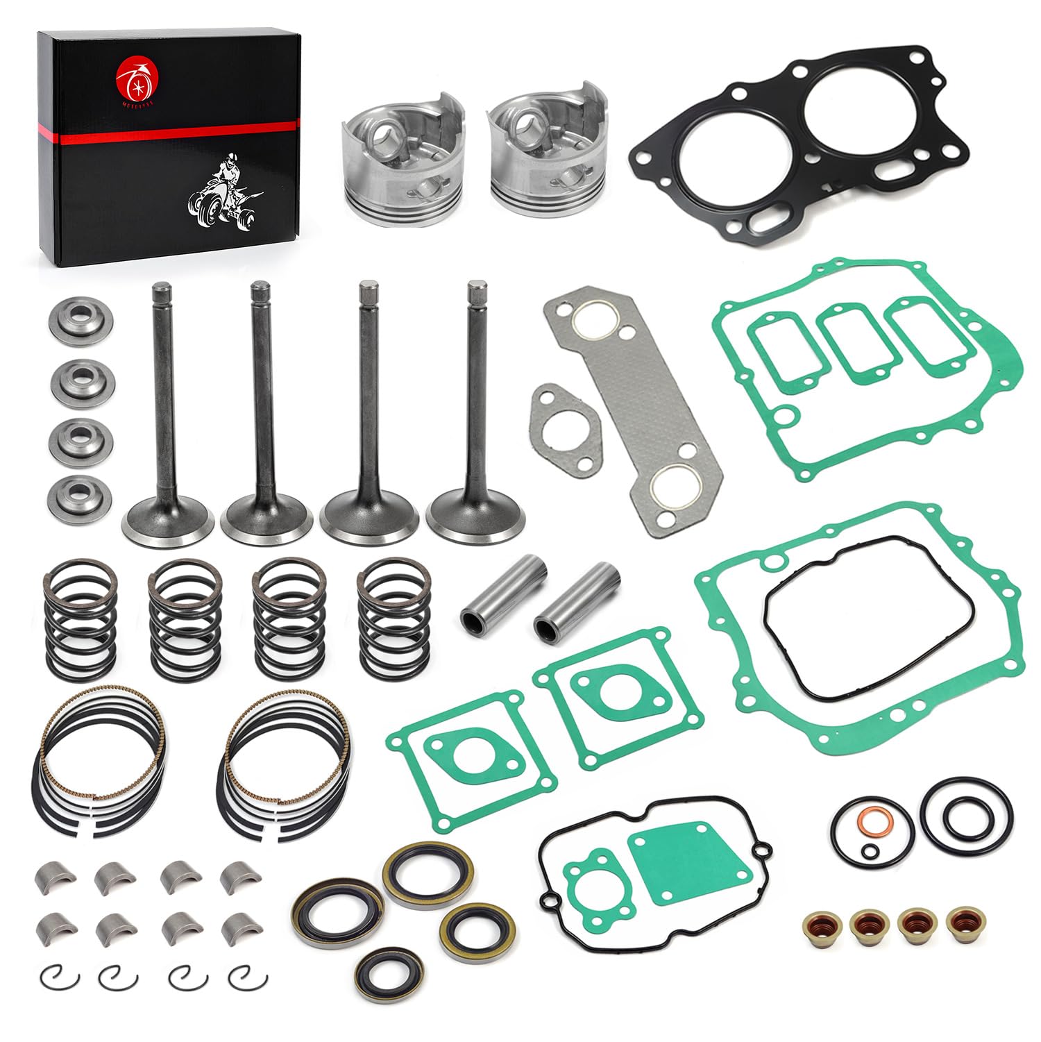 Top End Kit Std Piston & Ring + Gasket Seal + Exhaust Valve + Intake Valve Spring Rebuild Kit For Ezgo Fuji Robin 295Cc Golf Cart Eh29C 4 Cycle Mci Engine 1991-2002