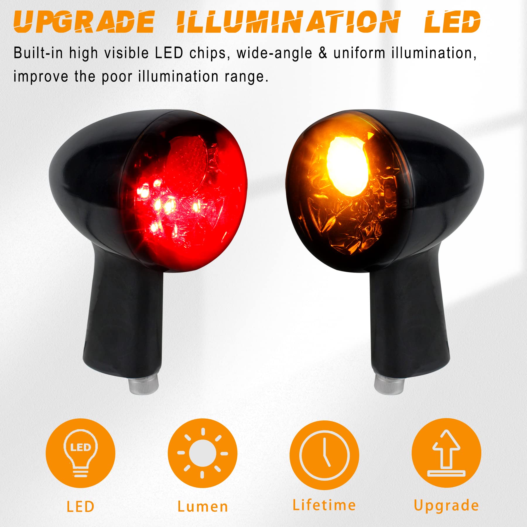 Nthreeauto Smoked Bullet Led Rear Turn Signals Integrated Brake Running Light Compatible With Harley Sportster Xl 883 1200 1992-2019