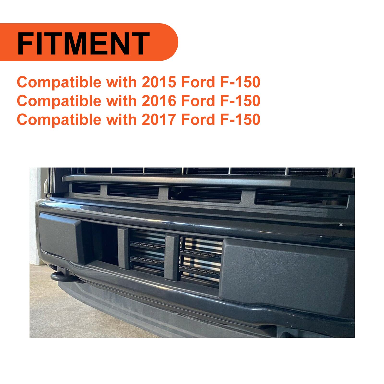 Ecotric Lower Grille Compatible With 2015-2017 Ford F-150 F150 Front Bumper Lower Grille Trim Panel Black Replacment For Fl3Z-17E810-Ca