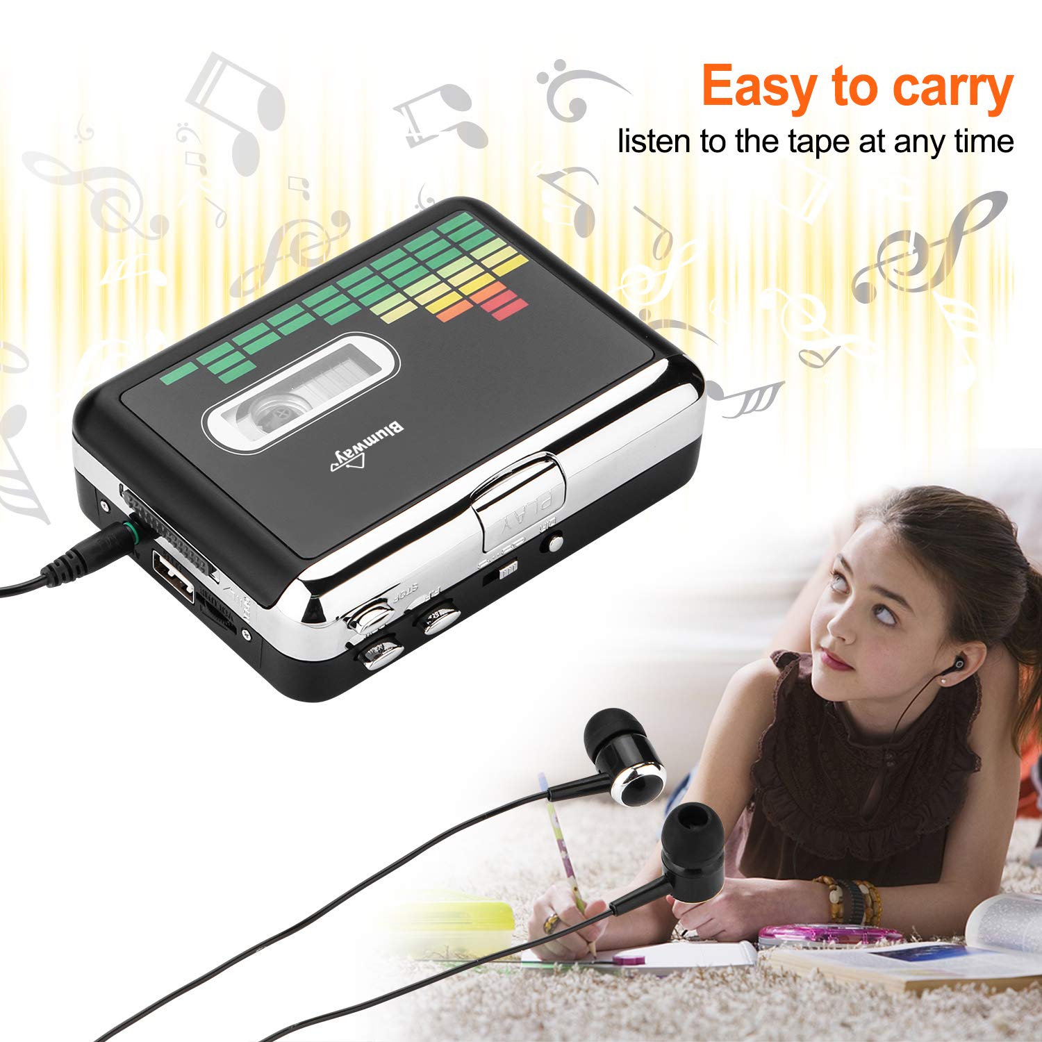 BlumWay Portable Cassette to MP3 Converter, Digital Player with Earphone, Model 8541723849