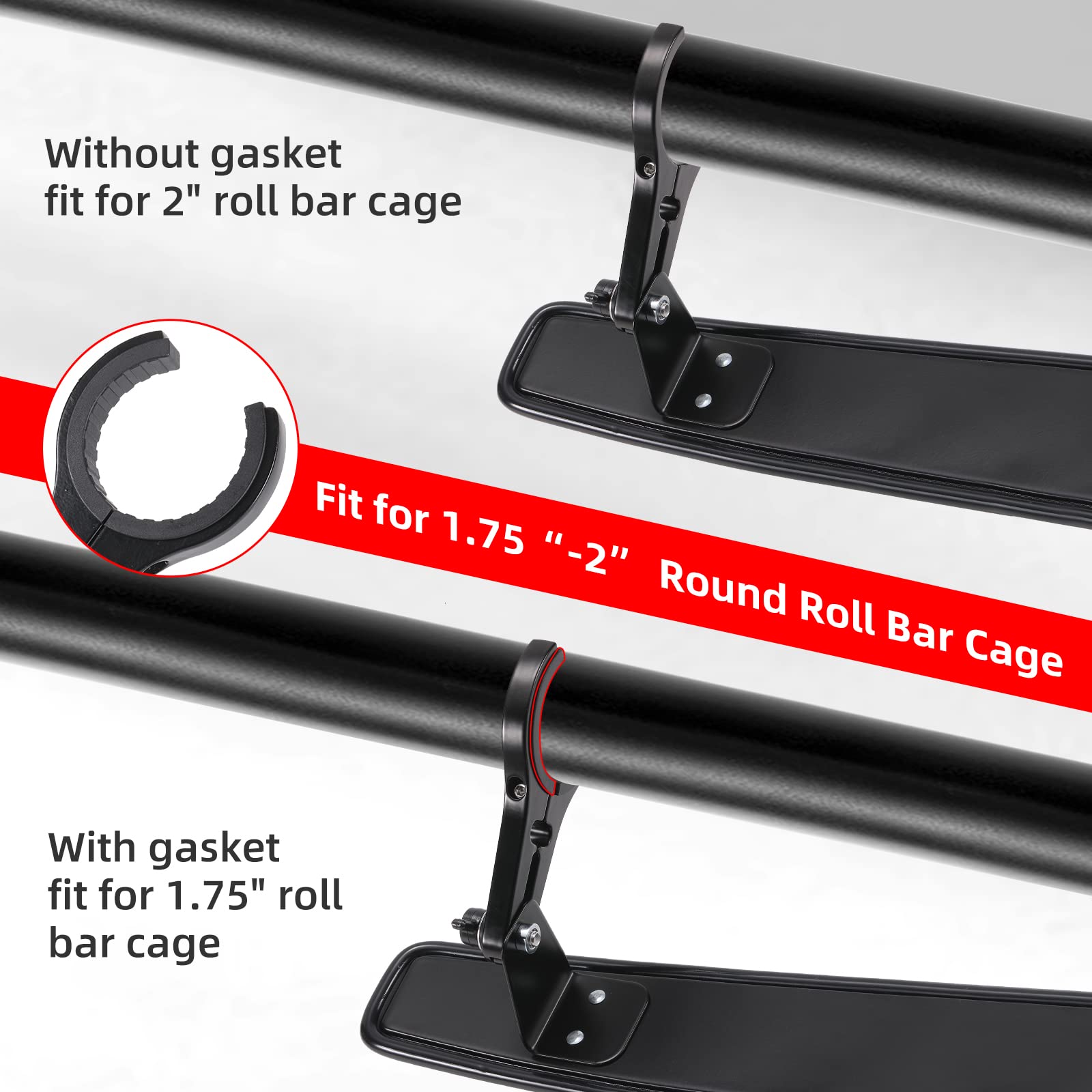 OFIG UTV Side Mirrors And UTV Center Mirror for 1.75'' and 2'' Roll Bar, Adjustable Break Away Compatible with Polaris RZR 900 1