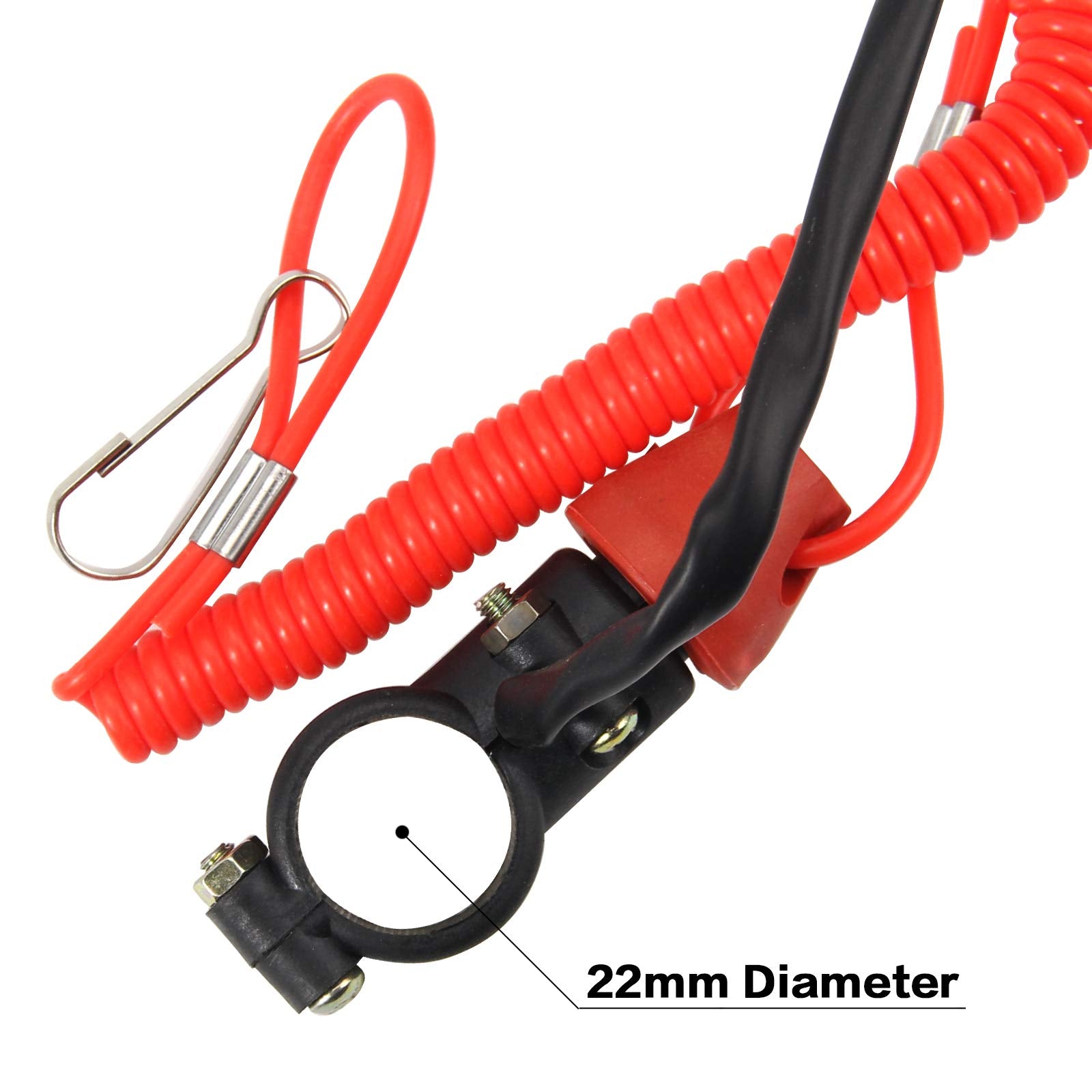 Zookoto Kill Stop Switch For Motorcycle Boat Outboard Engine Motor 22Mm 7/8' With Tether Lanyard Cord