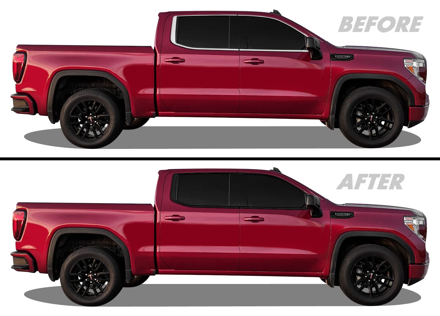 Slickmod Chrome Delete Blackout Vinyl Overlay For 2019-2023 Gmc Sierra 1500 Window Trim (Gloss Black, 1. Window Trim)