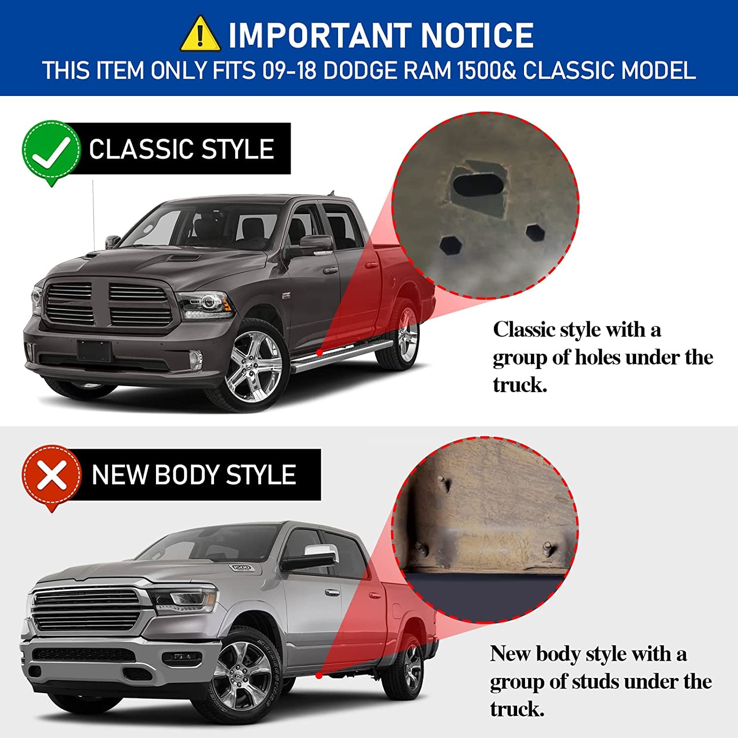 Othowe 3.5 Inches Oval Tube Bar Running Boards Compatible With 2009-2018 Dodge Ram 1500 Crew Cab, 2010-2024 Ram 2500 3500 Crew Cab. Dodge Side Steps And Carbon Steel Nerf Bars.