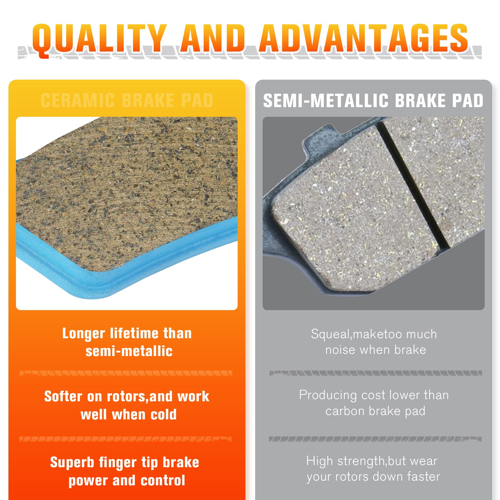 Front & Rear Ceramic Brake Pads Kit Compatible With 2020-2023 Can-Am Outlander Efi Xt Xt-P Xmr Dps Max Xt/Xt-P/Xmr/Dps 450/570/6