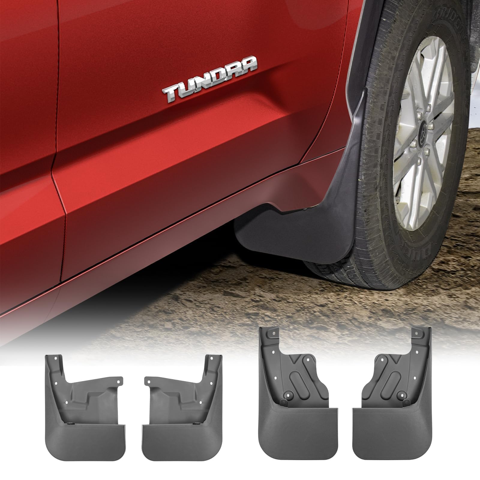 Refiteco Mud Flaps Compatible With 2022 2023 2024 2025 Toyota Tundra Accessories All Weather Guard Mud Guards Splash Front & Rea