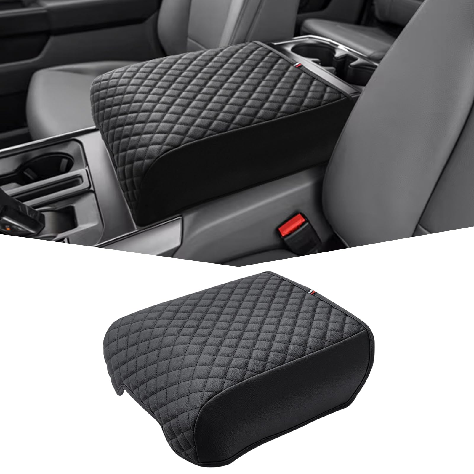 JDMCAR Center Console Cushion Compatible with 2021 2022 2023 2024 2025 Ford F150 PU Leather Armrest Interior Accessories, Custom