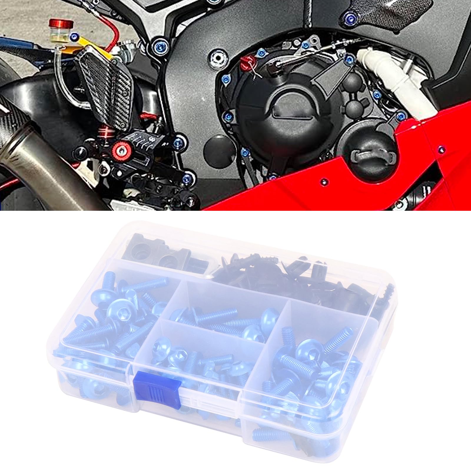 Worldmotop Fairing Bolt Kit Screws Fasteners Universal Compatible With Yamaha Honda Kawasaki Suzuki Bmw,Fairing Bolt Kits Metric Bolts And Nuts Kit(Blue)