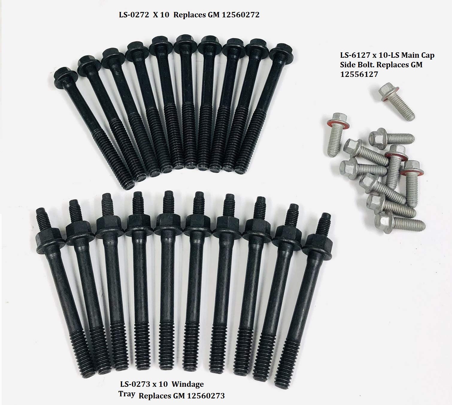 Main Cap Bolt kit Compatible with 2000-15 GM LS1 LS2 LS6 LS7 LS9 Engines 12560273 12560272 12556127