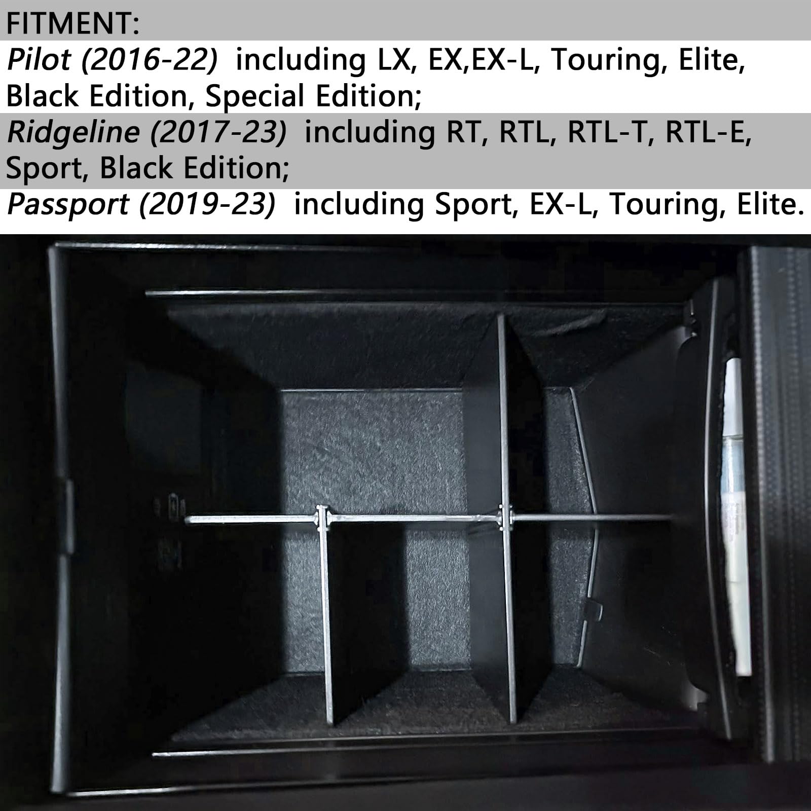 EDBETOS Armrest Divider Compatible with Honda Pilot 2016-2022 / Honda Ridgeline 2017-2023 / Honda Passport 2019-2023 Center Cons