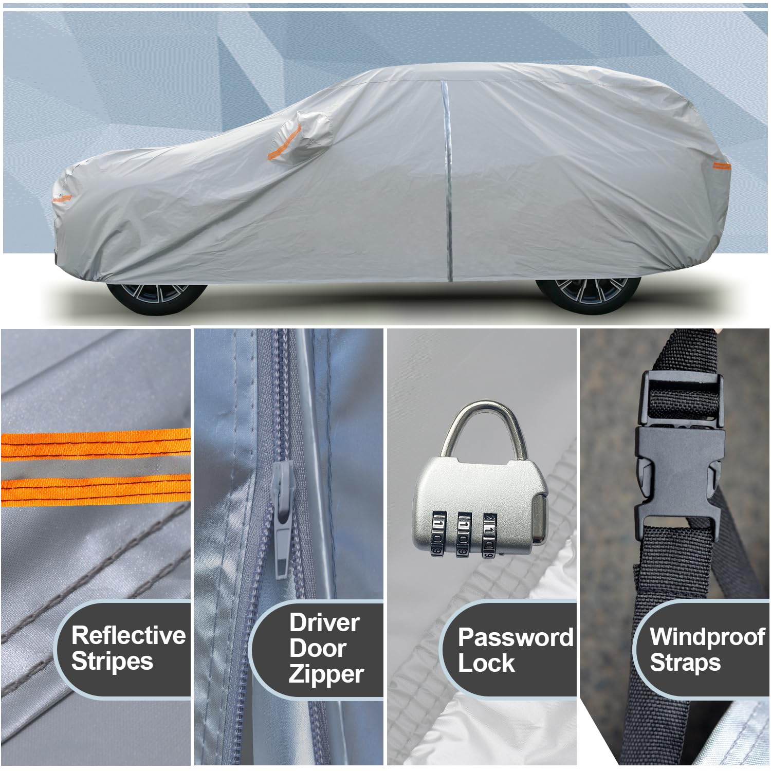 Kayme Suv Car Cover Waterproof All Weather With Lock And Zipper, Outdoor Sun Uv Rain Protection, Fit Audi Q3, Bmw X1, Honda Hrv,