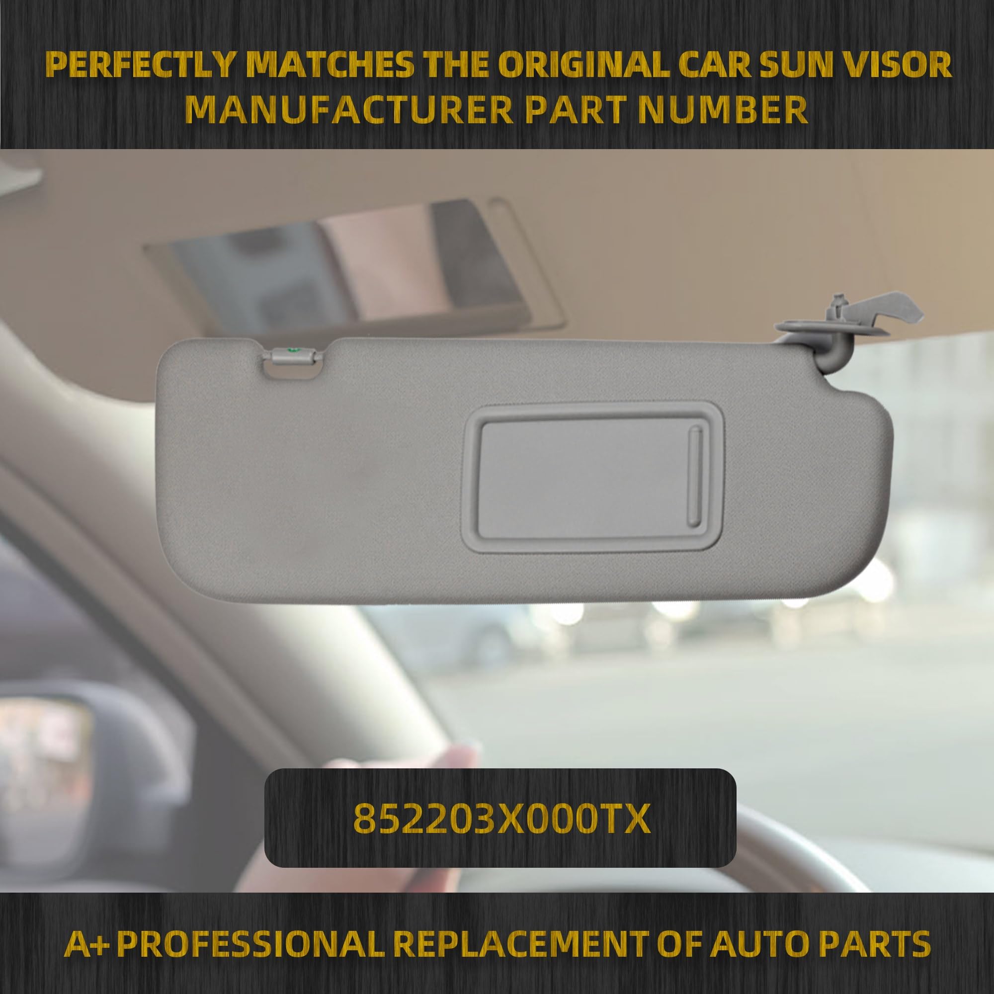 Dasbecan Gray Right Passenger Side Sun Visor Compatible With Hyundai Elantra 2011 2012 2013 2014 2015 Replaces# 852103X000Tx