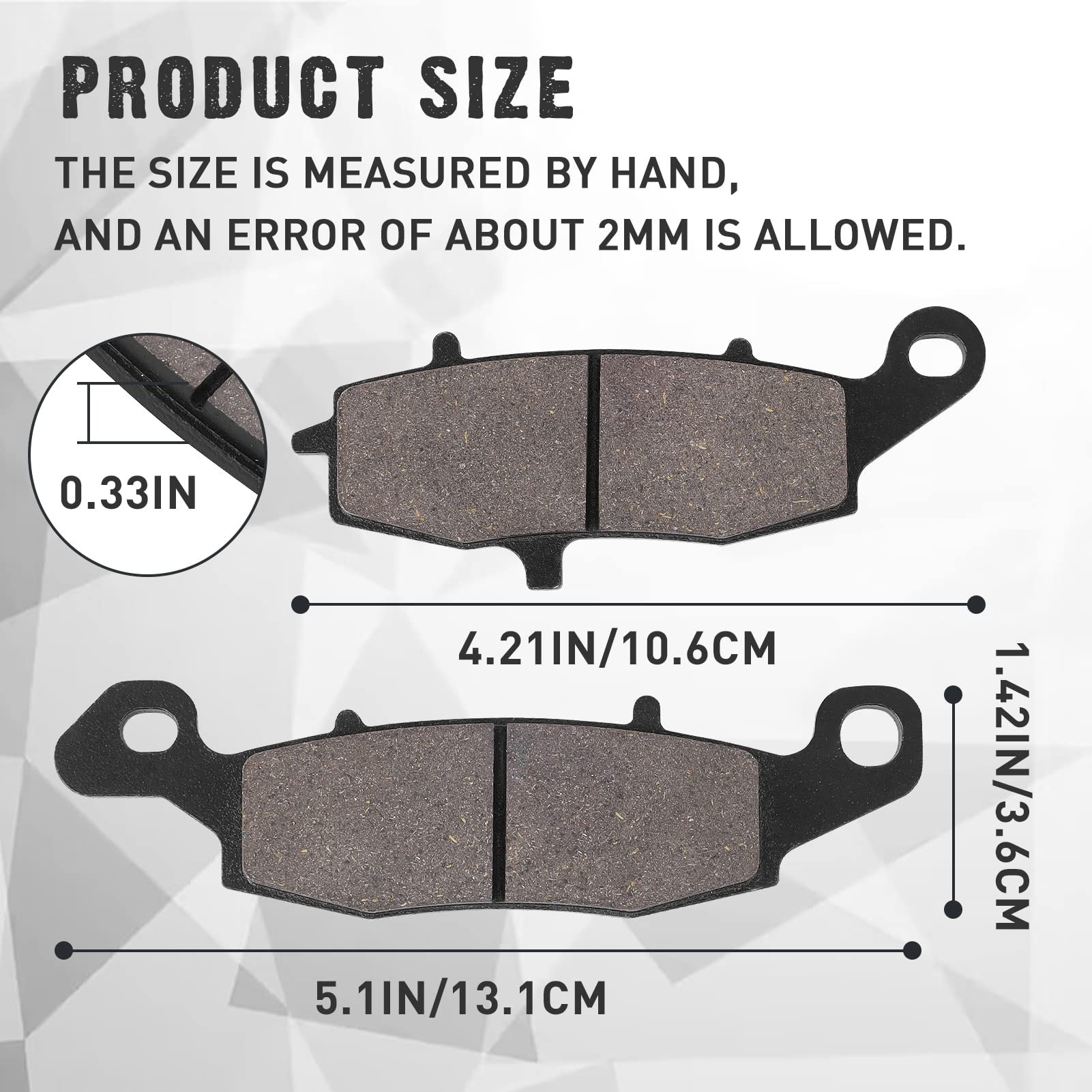 Sollon Front And Rear Brake Pads For Kawasaki Vn900 Vulcan Classic/Classic Lt 2006-2014, Vn900 Vulcan Custom 2007-2014, Vn1500 1