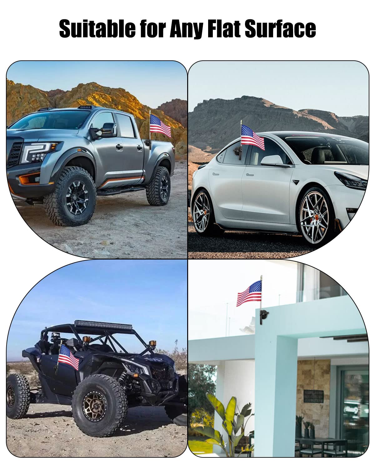 Flag Pole Holder Suction Cup Style Universal Flag Pole Mounting Bracket Heavy Duty Multi-Function Flagpole Bracket For Rv Truck Car Suv Atv House Wall