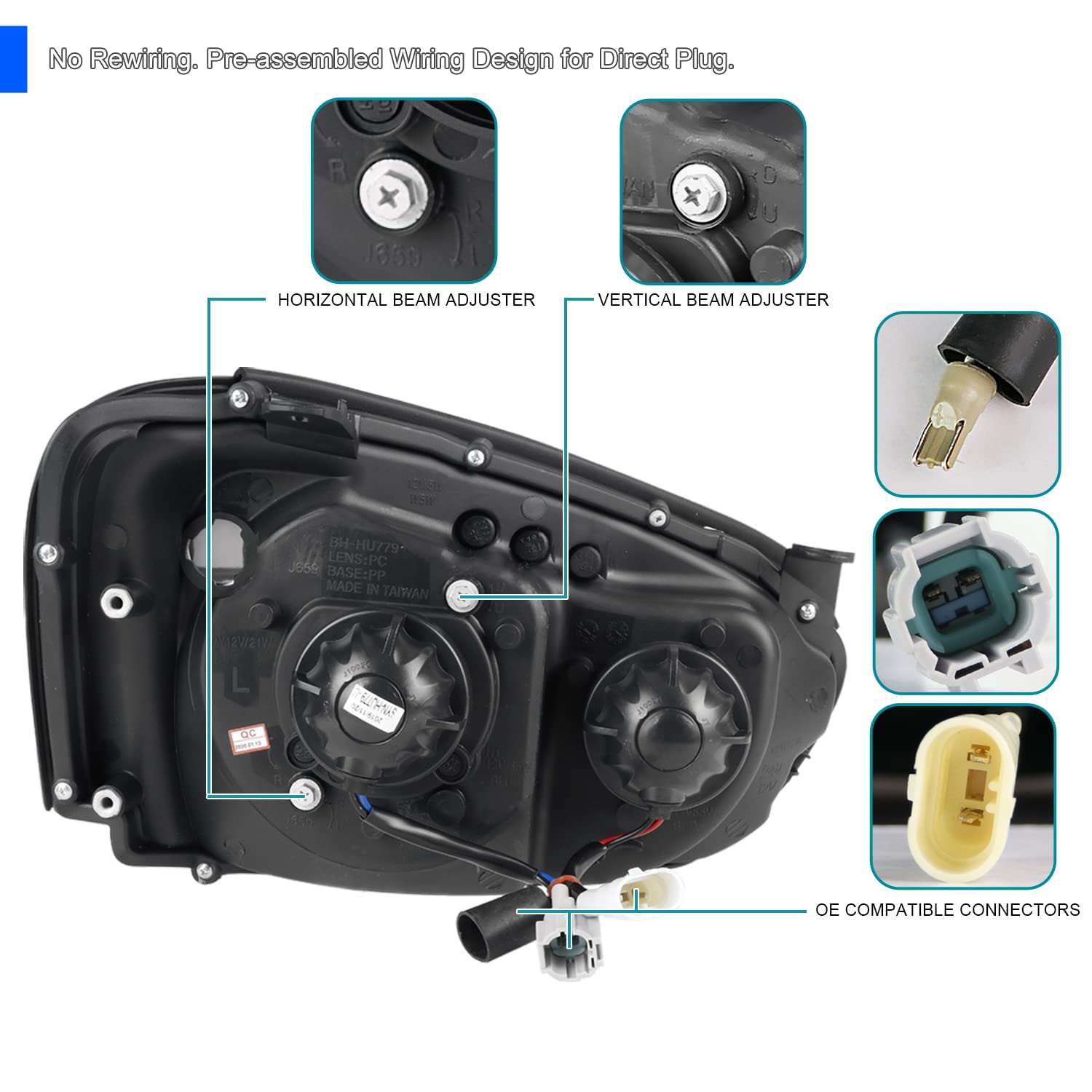 Spec-D Tuning Led Light Bar Glossy Black Housing Smoke Lens Projector Headlights Compatible With 2004-2005 Subaru Impreza Rs/Wrx