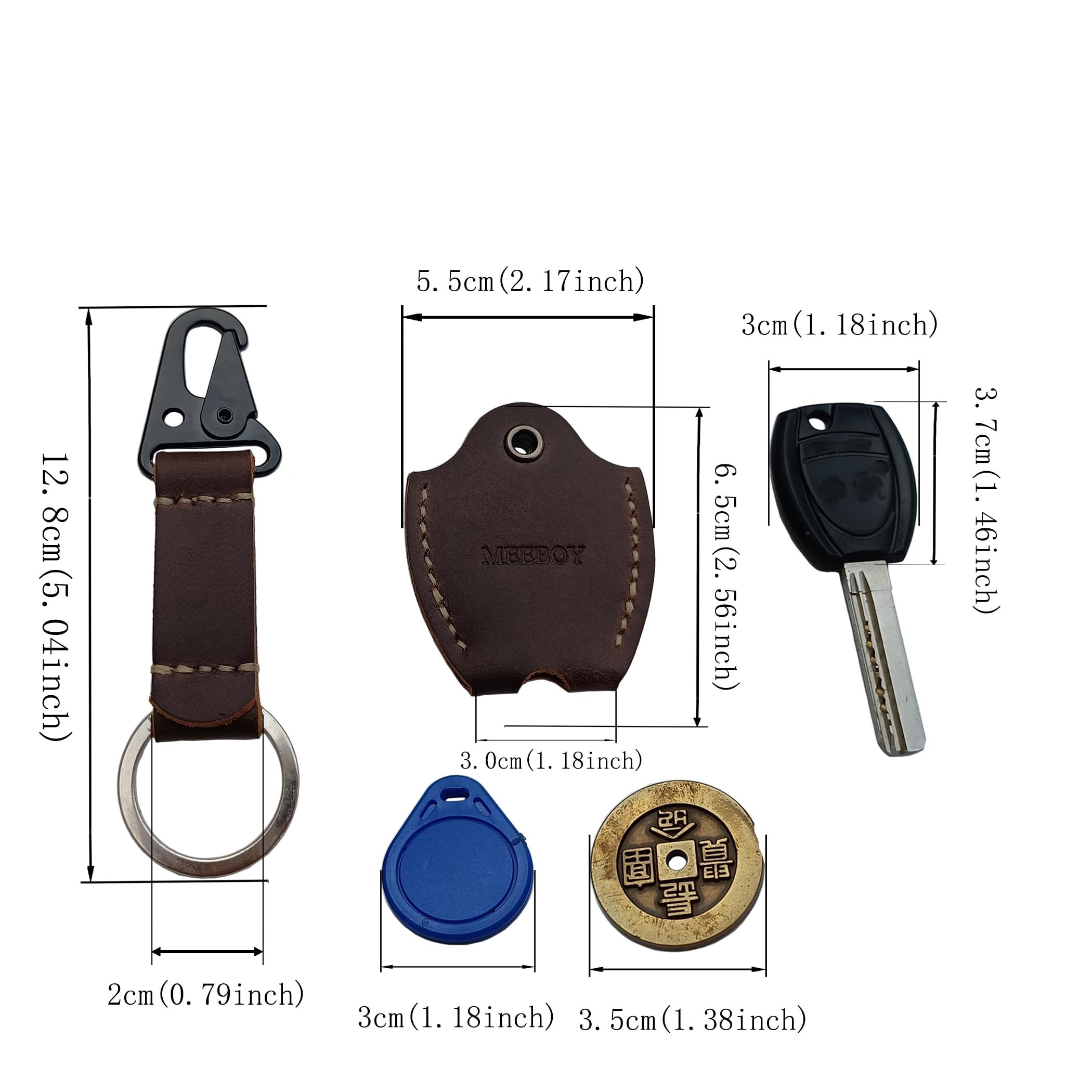 MEEBOY handmade leather car key sleeve for broken key car key cover for men and women (Coffee)