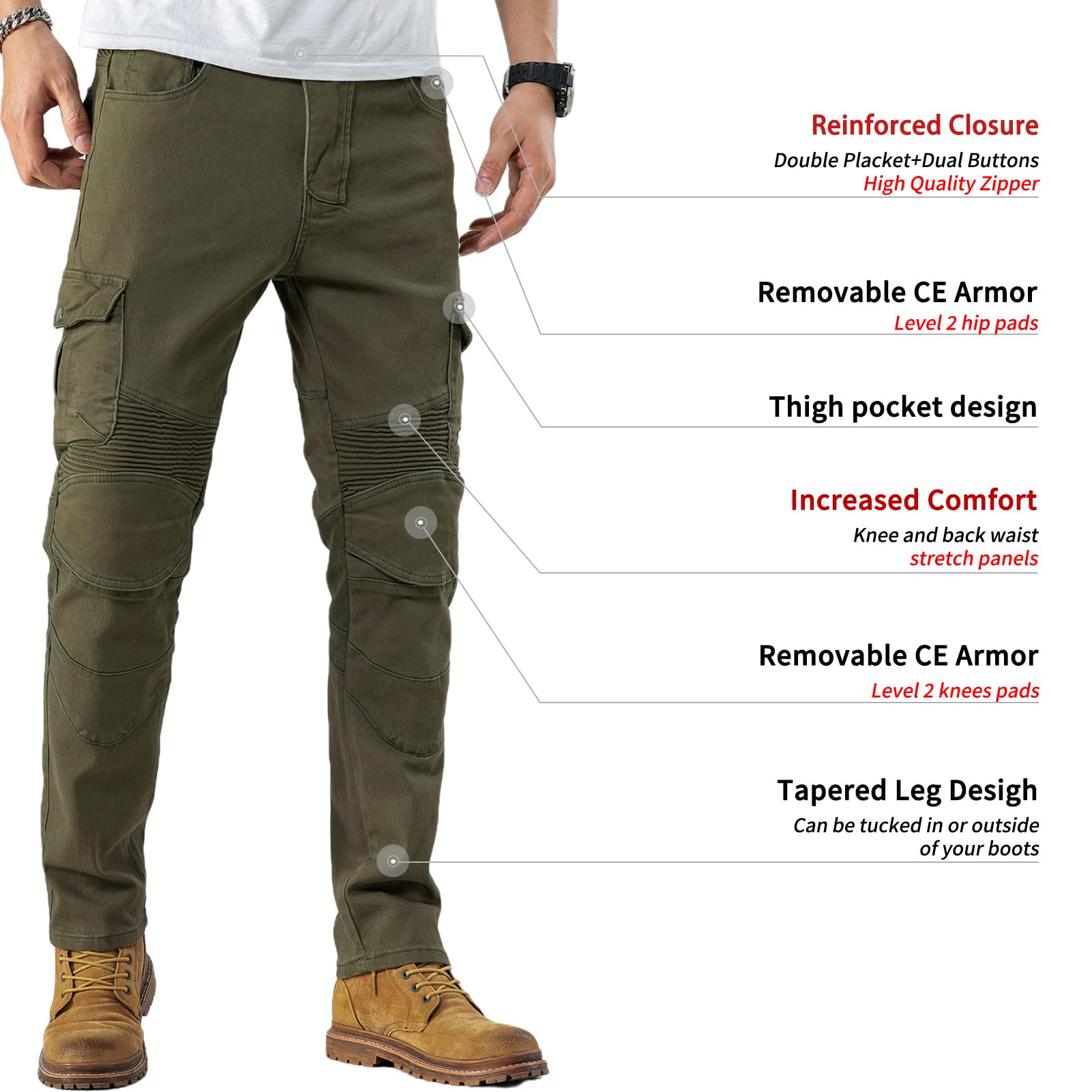 Ctbqitom Motorcycle Pants For Men Motocross Riding Pants Motorbike Riding Denim Jeans Adventure Trousers With Ce Armor Pads,Army