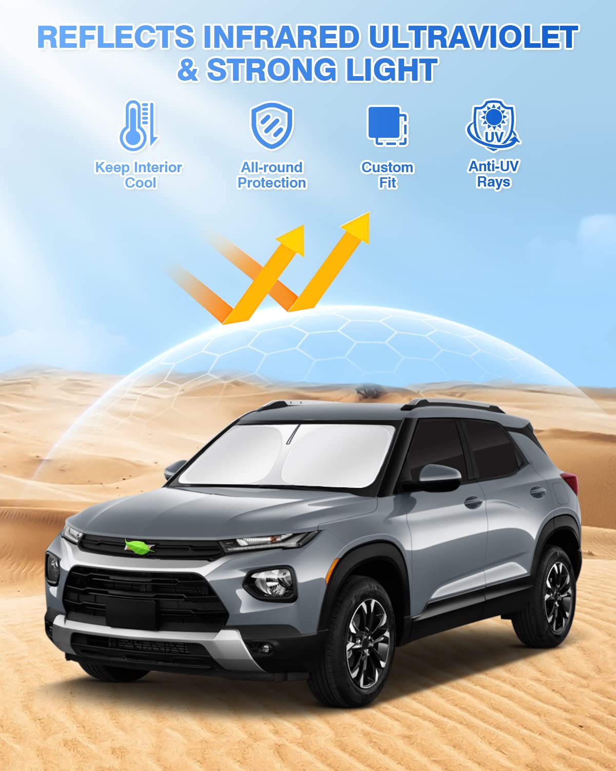 Canvcle Sunshade For 2021-2024 2025 Chevrolet/Chevy Trailblazer Windshield Sun Shade Side Rear Window Shade Cover Sun Visor Shie