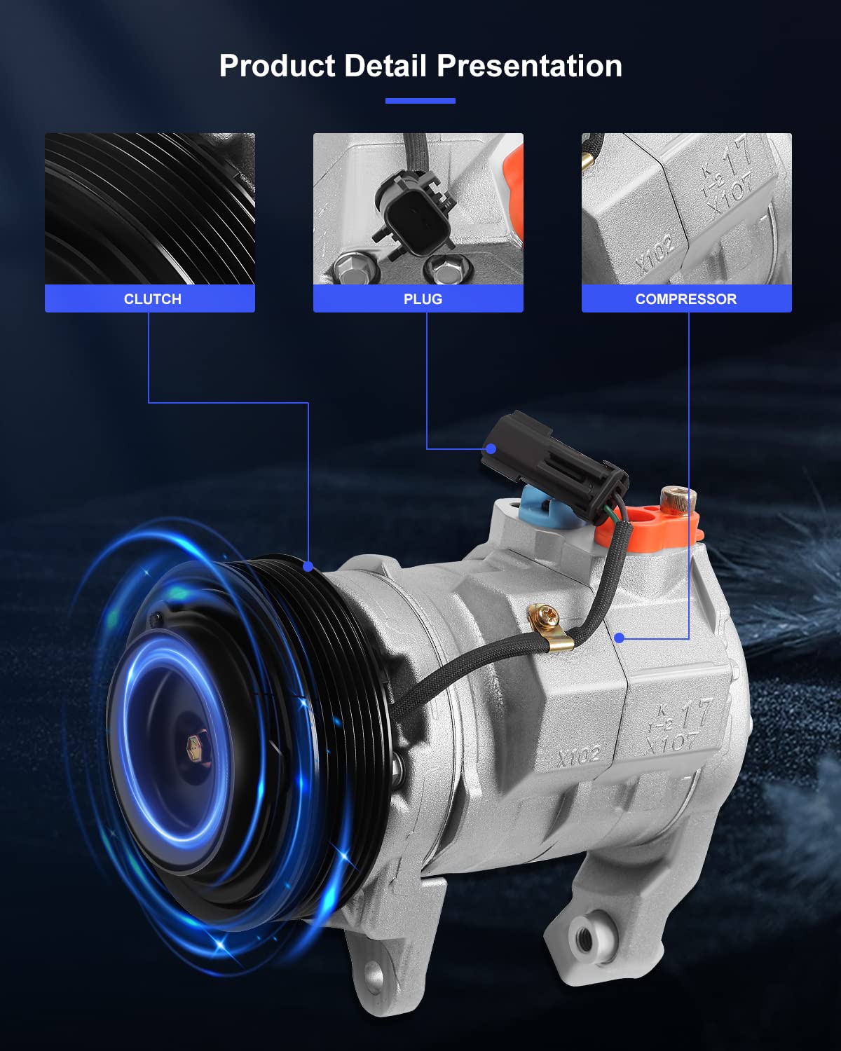 Eccpp Ac Compressor 2003-2008 For Dodge For Ram 1500 2500 3500 5.7L A/C Compressor With Clutch