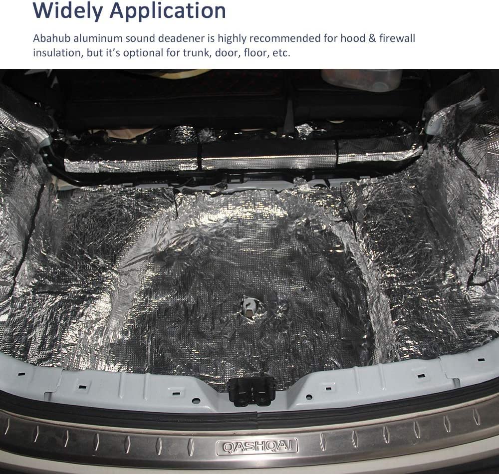 Abahub 394 Mil 32 Sqft Car Hood Insulation Pad Auto Sound Deadener Door Dampener Deadening Mat Heat/Cool Liner, Self-Adhesive Closed Cell Material (Pe Foam Sound Deadener) 118X39