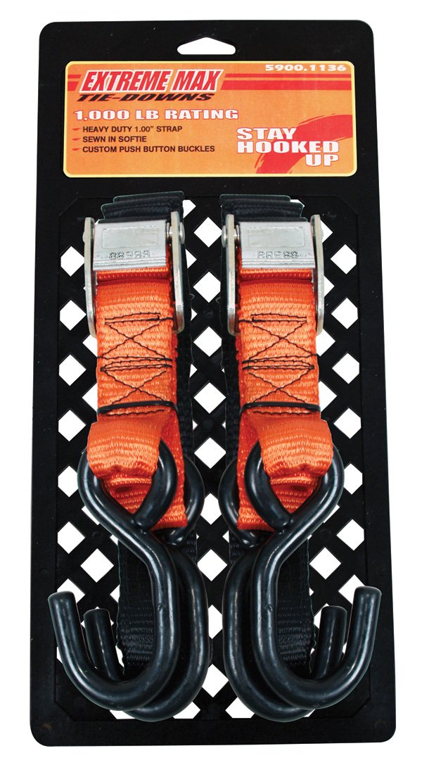 Extreme Max 5900.1136 Utility Tie-Down Strap - 1'', 1000 Lbs., Pack Of 2