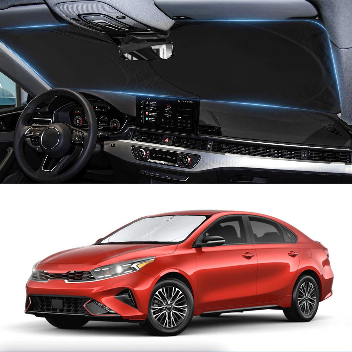 Custom Fit Kia Forte Windshield Sunshade For Kia Forte 2019 2020 2021 2022 2023 2024 2025 Front Window Shades Cover For Windshie