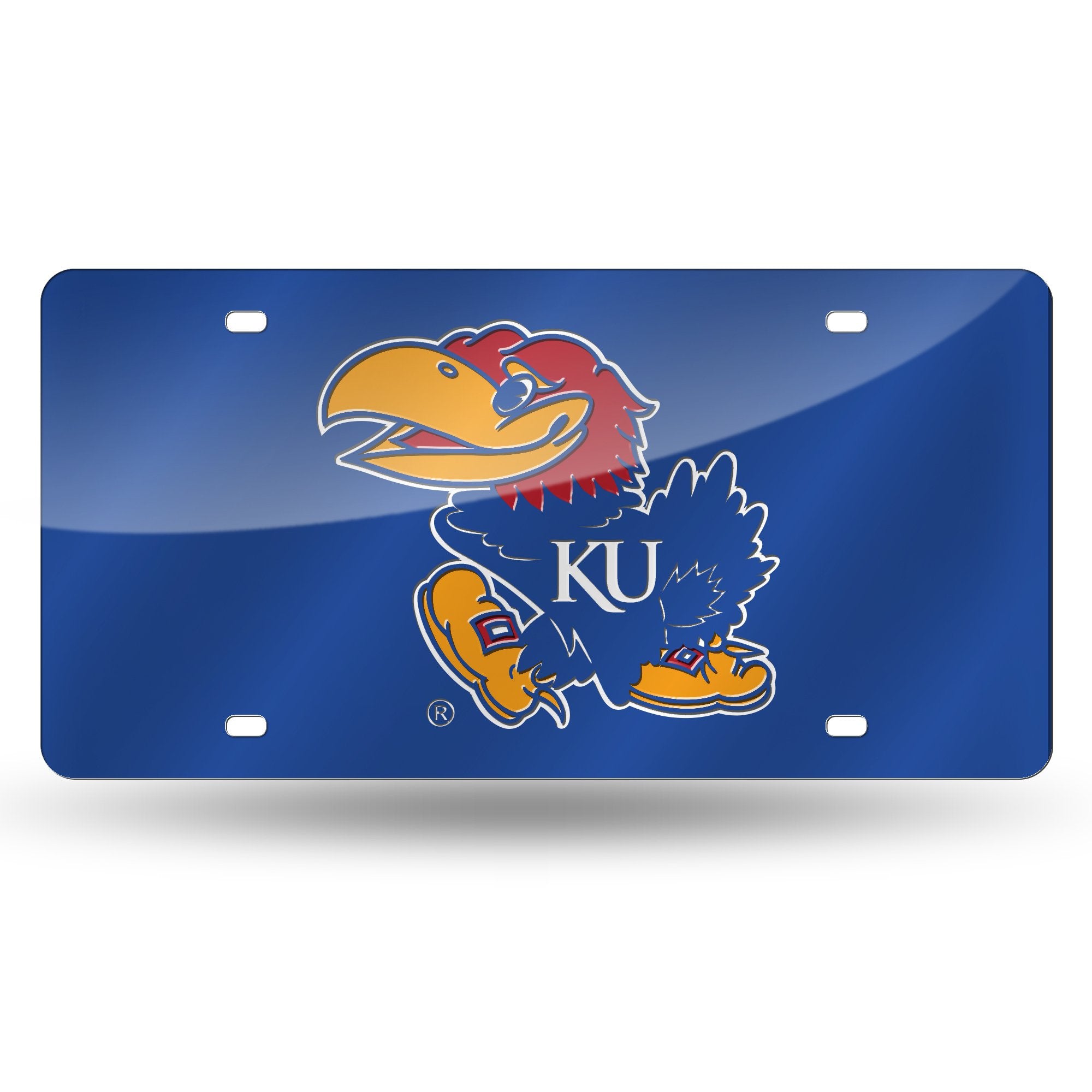 Rico Industries Ncaa Kansas Jayhawks Blue 12'' X 6'' Laser Cut Tag For Car/Truck/Suv - Automobile D  Cor
