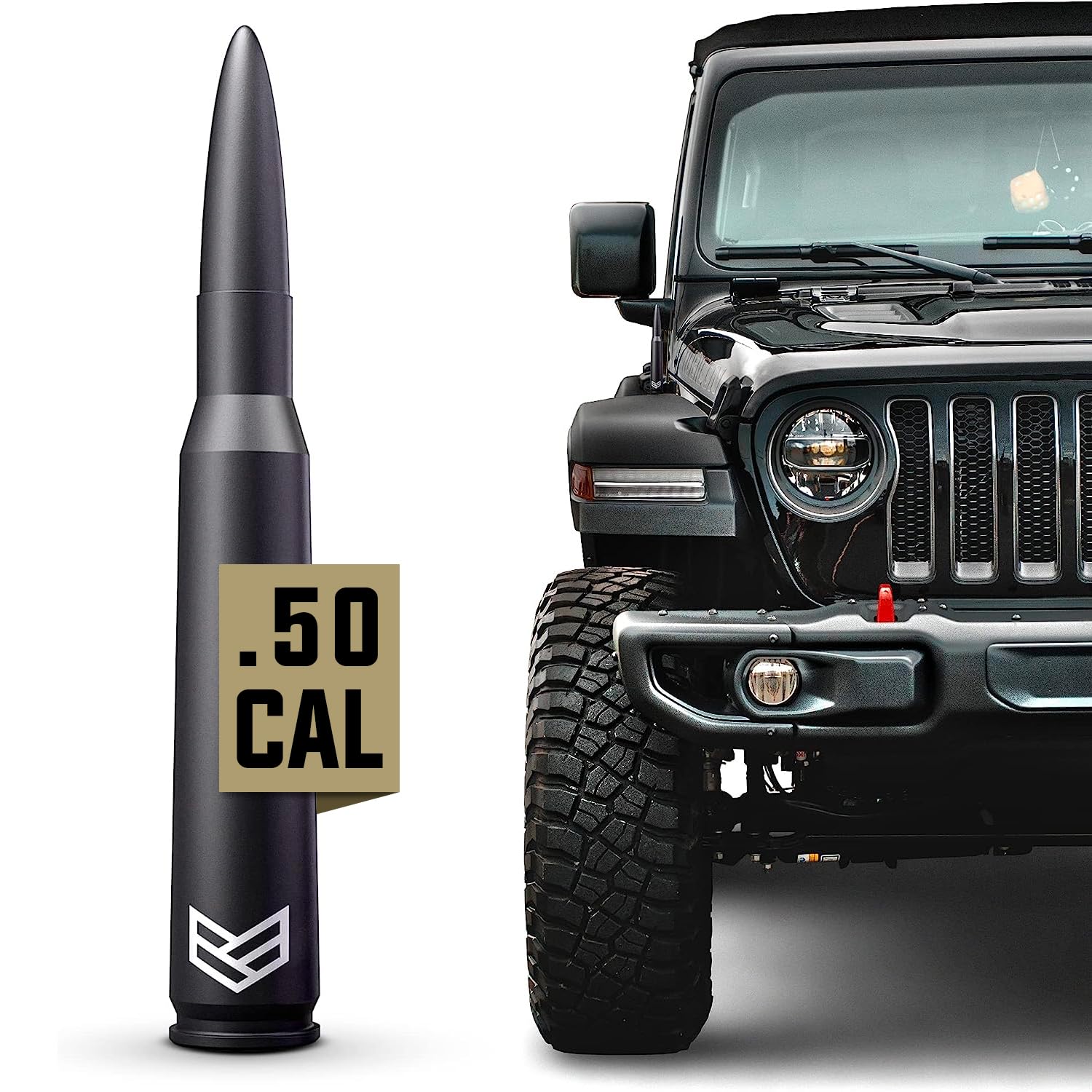 RONIN FACTORY - 50 Cal Bullet Antenna for Jeep Wrangler Gladiator Sahara Rubicon, Jeep Wrangler Accessories, Jeep Gladiator Acce