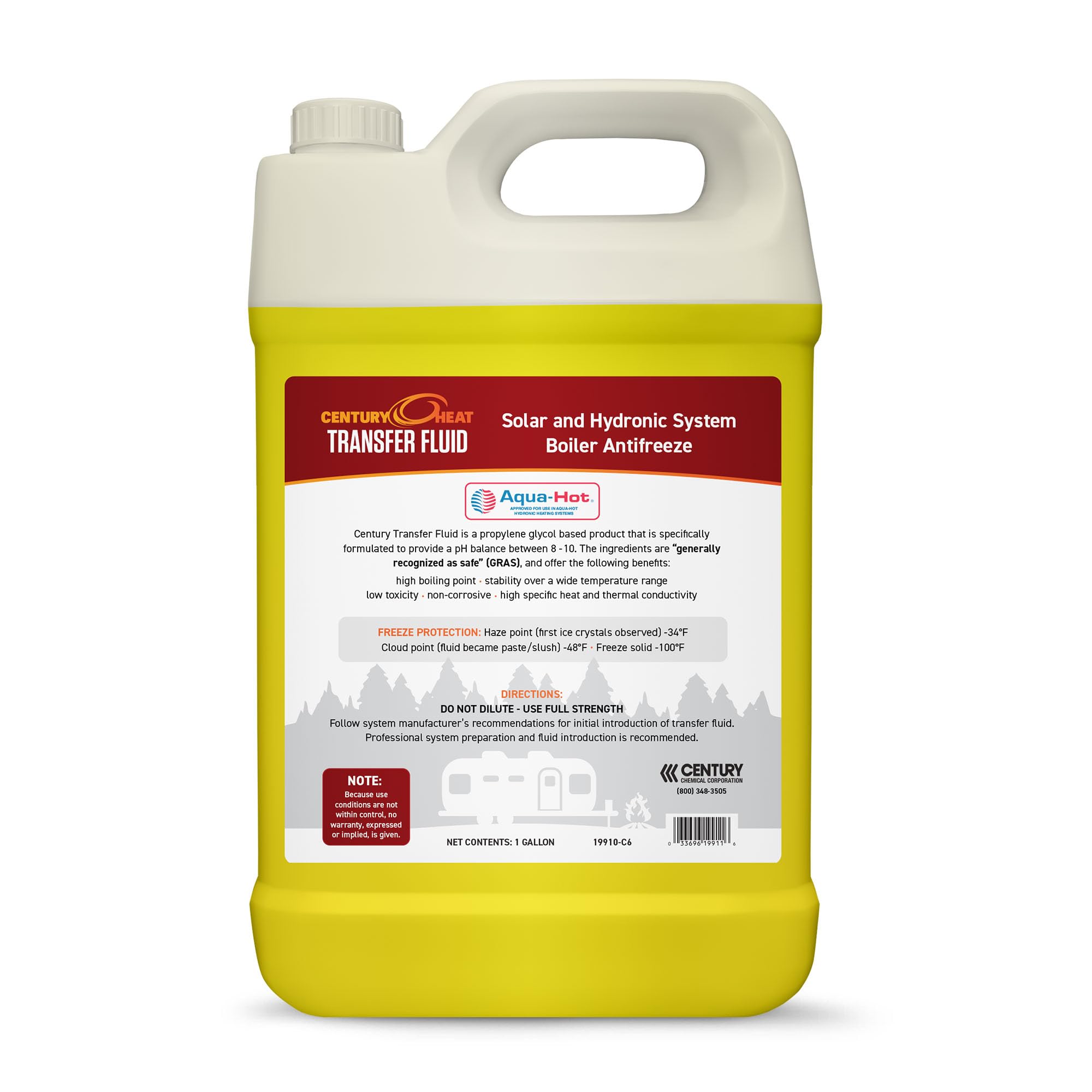 Century Heat Transfer Fluid, Non-Corrosive, Non-Toxic Propylene Glycol RV Antifreeze for Heating Systems | Ready to Use | Recome