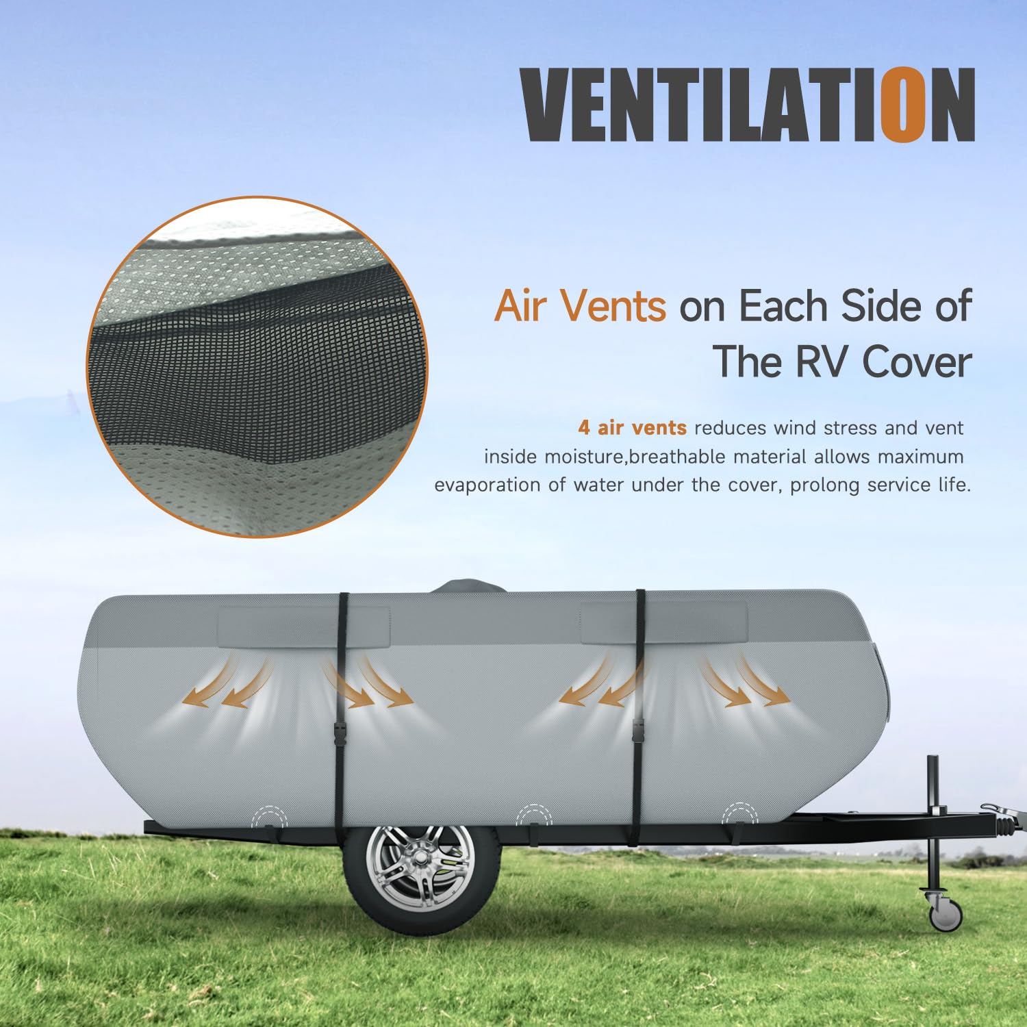 Dikasun Pop Up Camper Cover 16'-18', 7 Layers Waterproof Pop-Up Trailer Cover Anti-Uv Folding Camper Rv Cover For Motor Home
