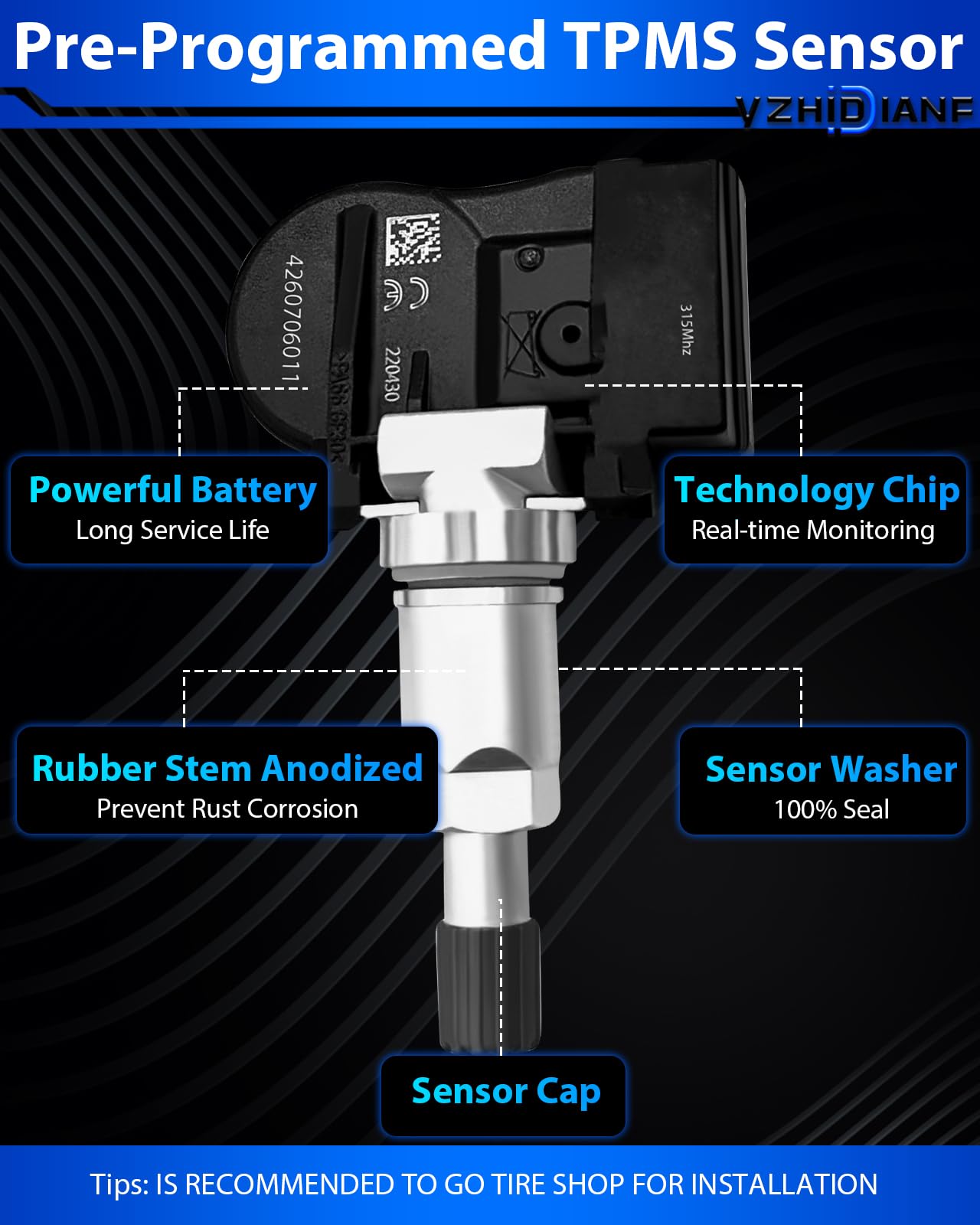Yzhidianf 4260706011 Pre-Programed Tire Pressure Sensor Fit For:-Toyota Camry Corolla For:-Rav4 Tacoma Prius Tundra 4Runner Venz