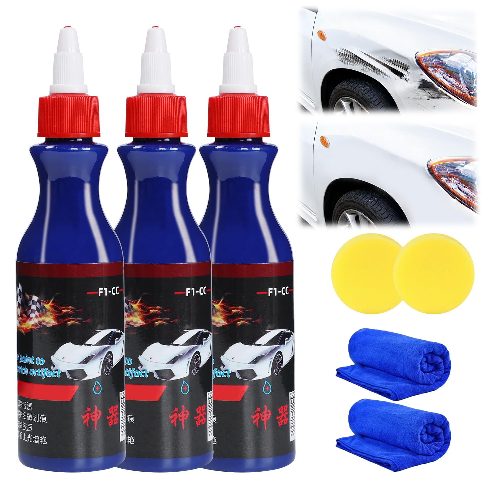 3 Pcs Warmwind Ultimate Paint Restorer, Car Paint To Scratch Artifact, Ultimate Carscratch Remover, F1-Cc Scratch Repair Wax For
