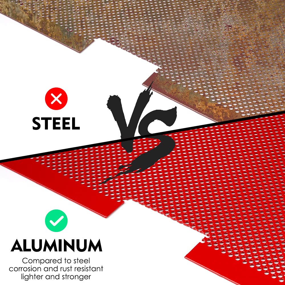 Xprite Red Aluminum Alloy Mesh Grill Inserts Compatible With 2007-2018 Jeep Wrangler Jk Jku Original Front Hood Matte Grille Gri