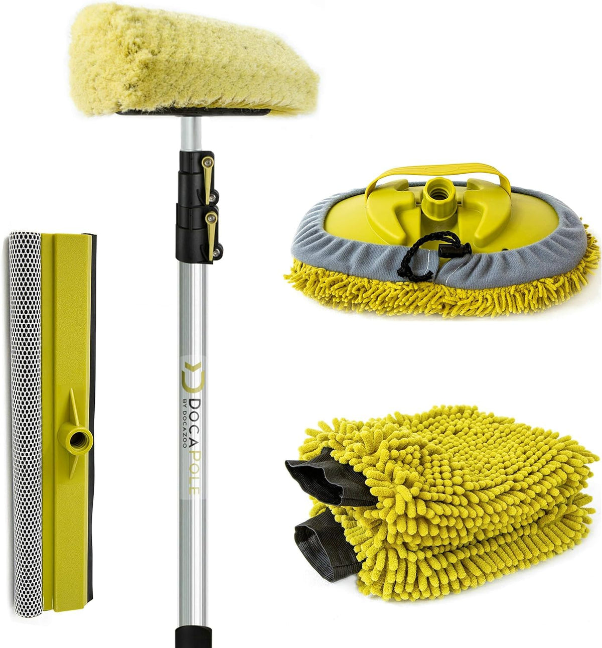 Doca Car Wash Equipment - Car Wash Kit 5-12 Ft - Other Options Include Mop, Squeegee, Mitt, Soft Bristle Brush With Or Without L