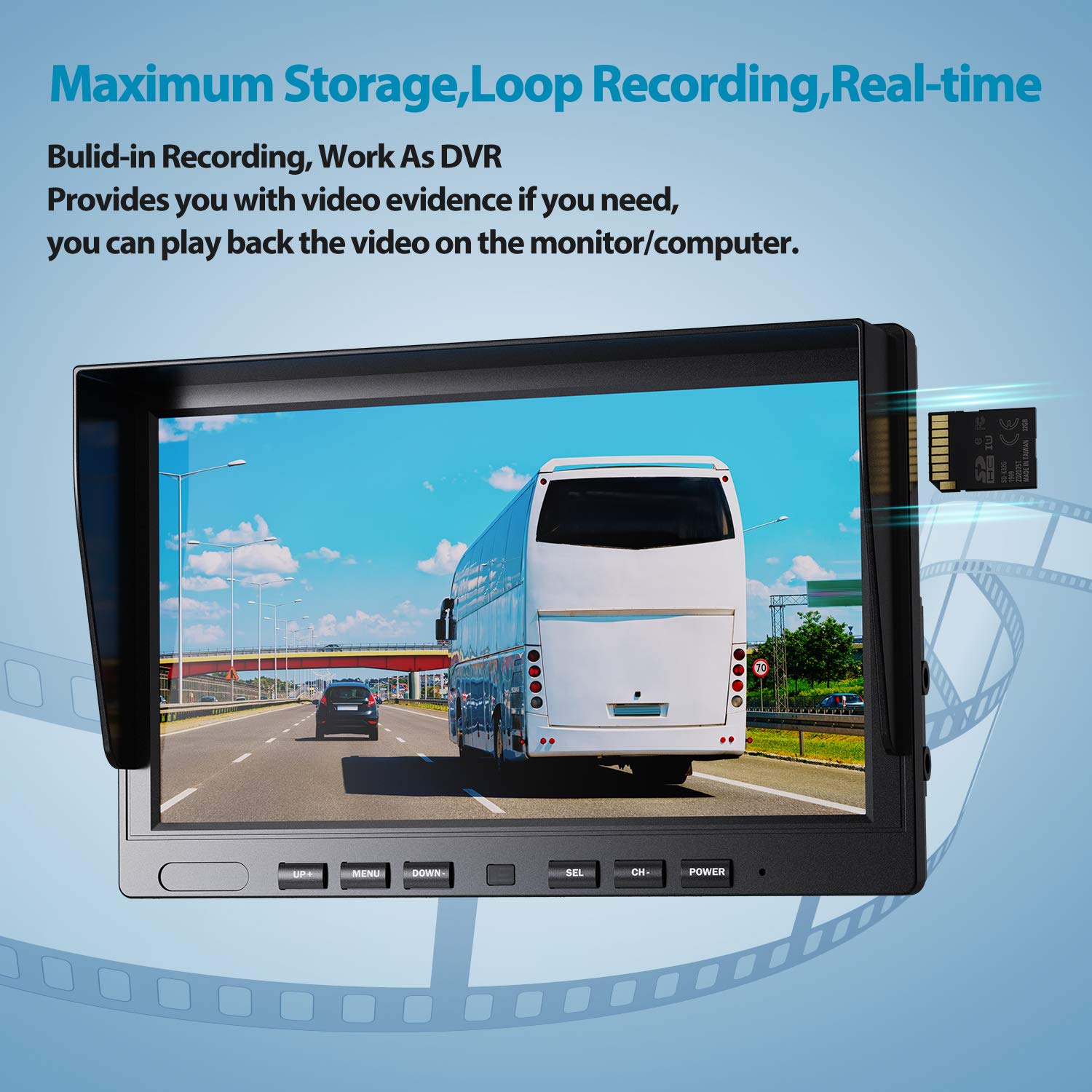 Fookoo ? 10'' 1080P Wired Backup Camera System,10-Inch Hd Dual Split Screen Monitor With Recording Ip69 Waterproof Rear View Cam