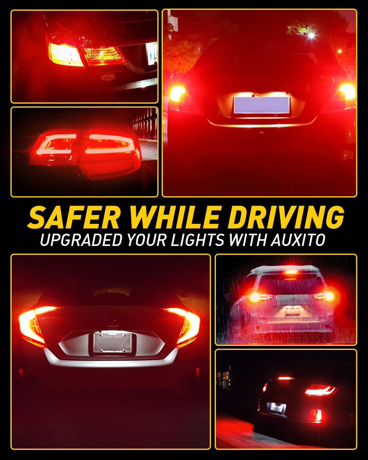 Auxito Canbus 3156 3157 Led Bulbs Red With Built-In Resistor 3056 3057 3457R 4057 4156 4157 Anti Hyper Flash Error Free Brake Li