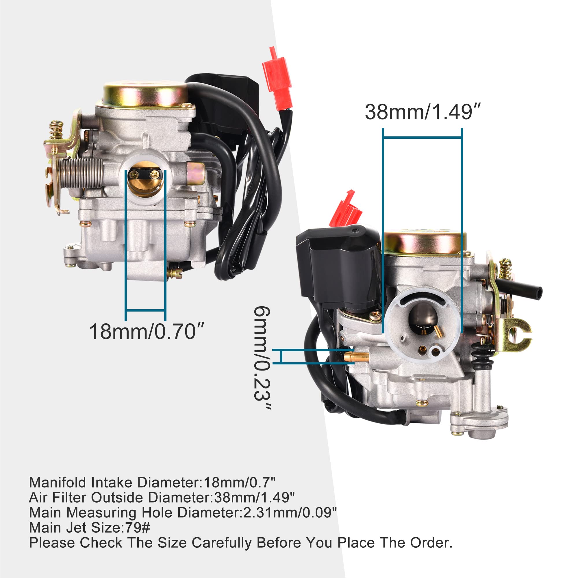 GOOFIT PD18 18mm Carburetor for 4 Stroke GY6 49cc 50cc Chinese Scooter 139QMB Moped Replacement for Taotao Kymco Scooter Jonway Baja