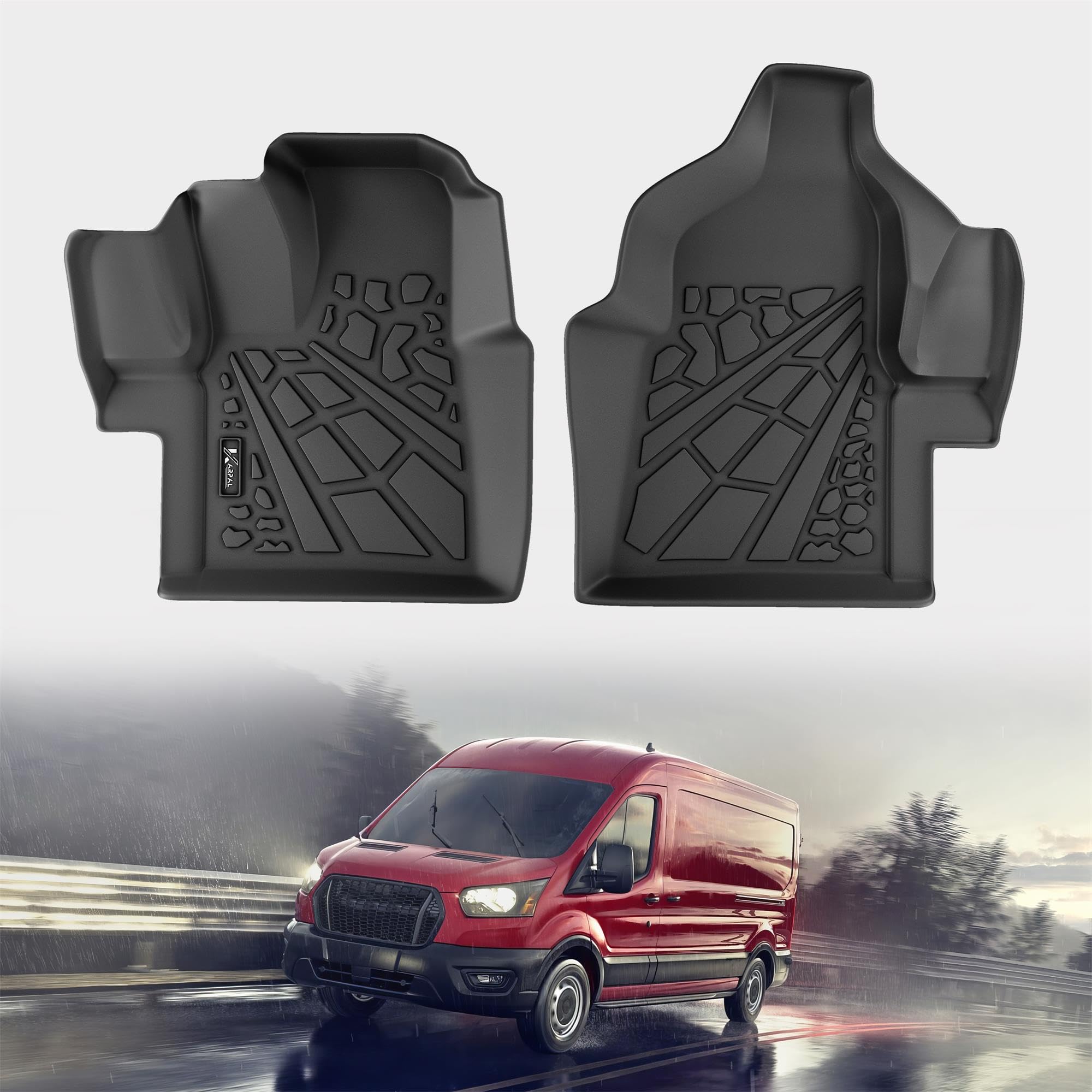 Karpal Floor Mats Front Liner Fit For 2020-2024 Ford Transit With Vinyl Flooring (No Transit Connect), Custom Fit Tpe All Weathe