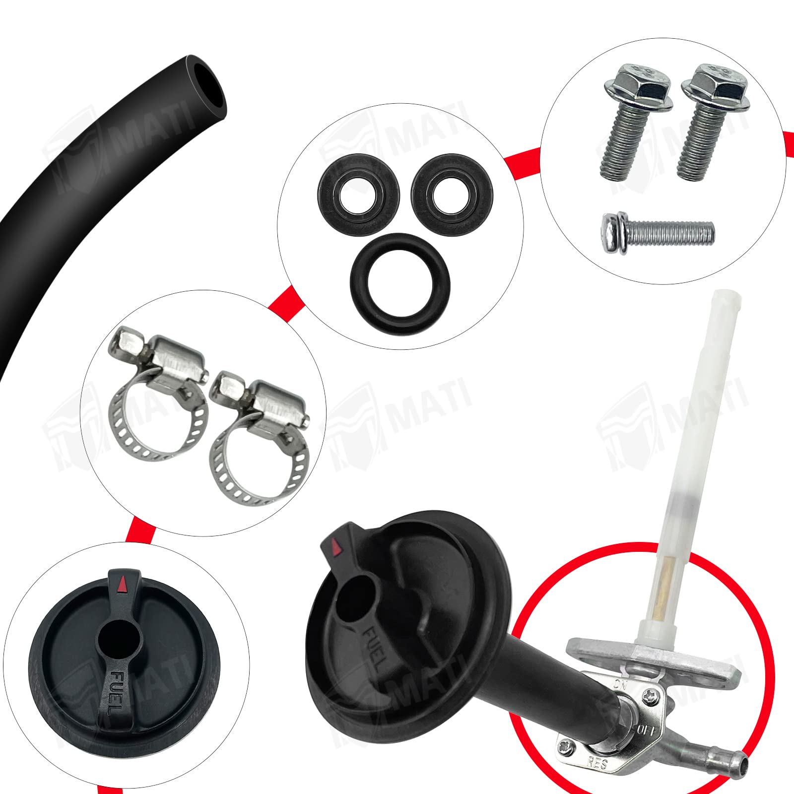M MATI Fuel Cock Petcock with Lever Assy for Honda TRX250 TRX350 TRX400 TRX420 TRX450 TRX500 TRX650 16950-HM8-003, Gas Valve Swi