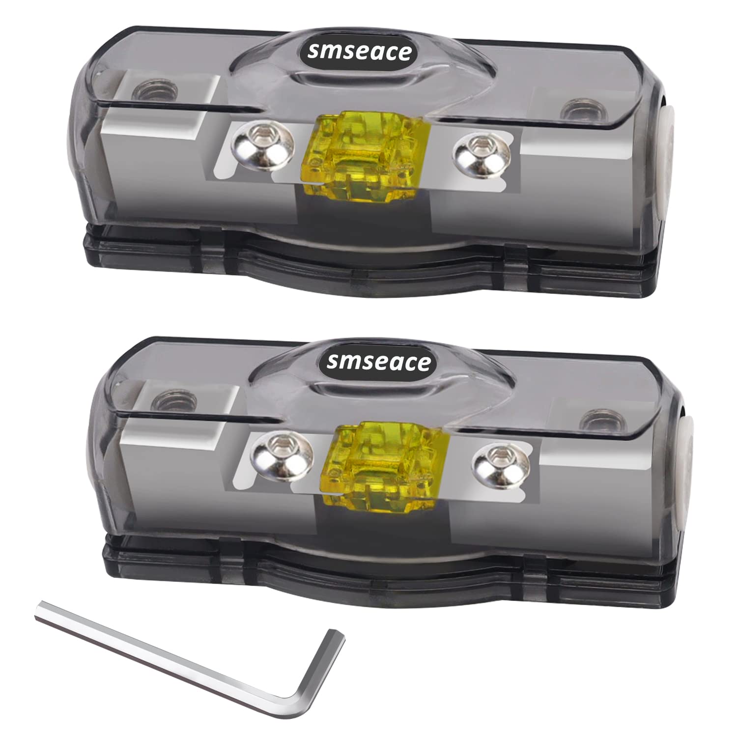 Smseace 120A Mini Anl Fuse Holder With Mini Fuse 4-Gauge With Matching Hexagonal Wrench For Car Audio Stereo