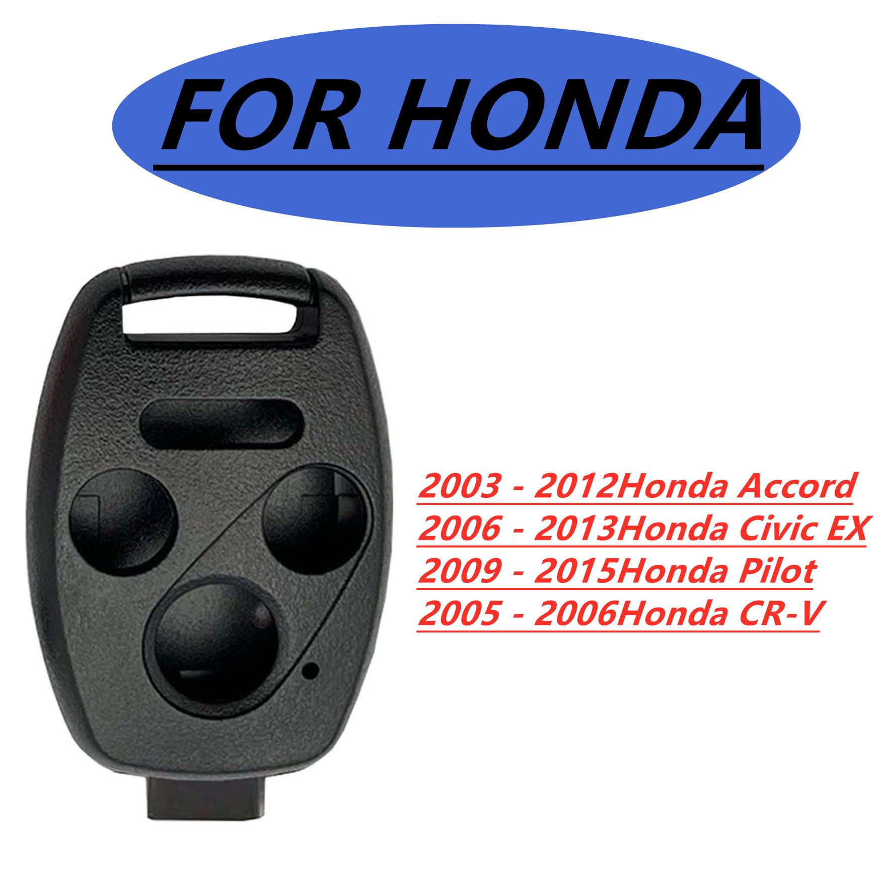 WKEDQAF Keyless Entry Fob Shell Case for Honda Civic 2006-2013, Accord 2003-2012, Pilot 2009-2015, CR-V 200